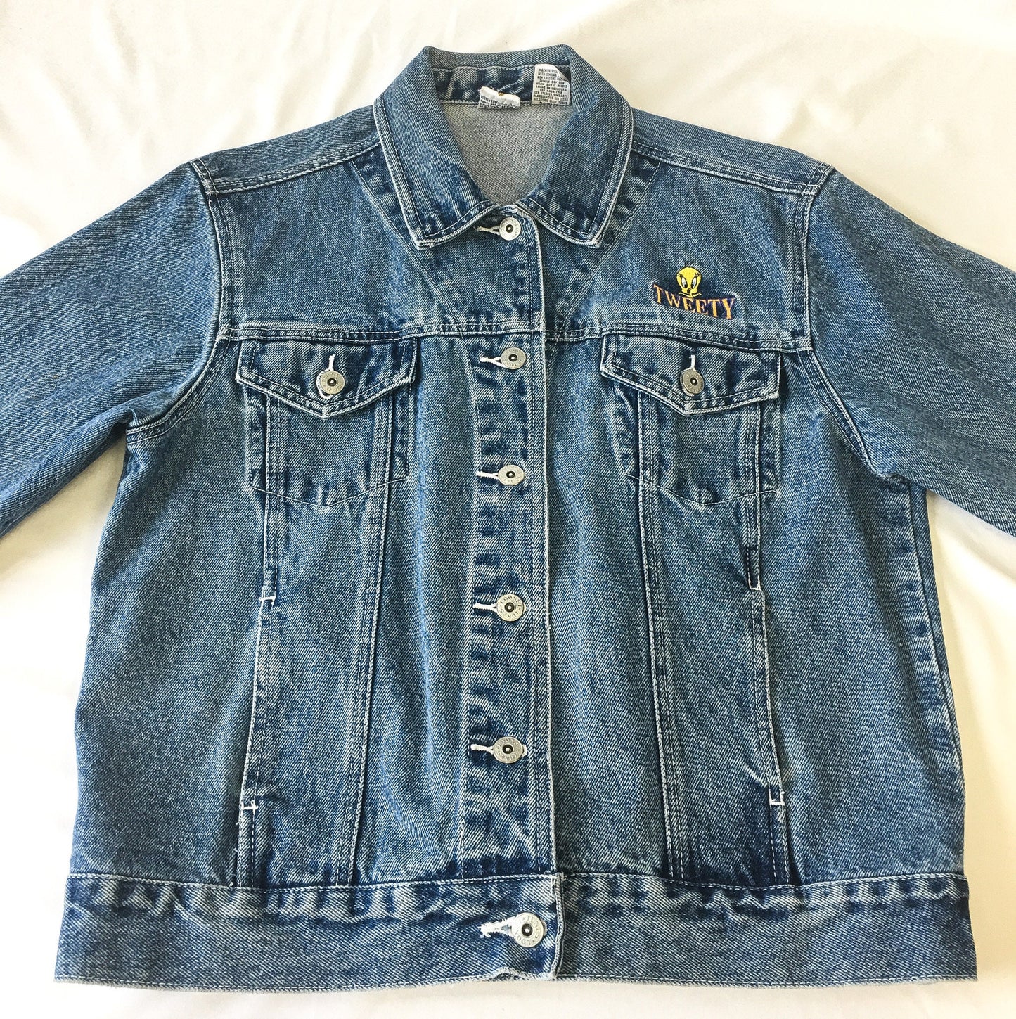 Vintage 90s Looney Tunes Tweety Medium Wash Denim Jacket, Women's Sz. L