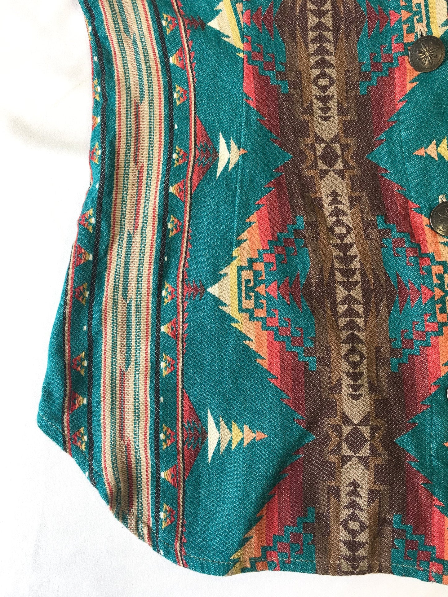Vintage Silverado Houlihan Aztec Patterned Blouse, Women's Sz. S, Vintage Western Button Up