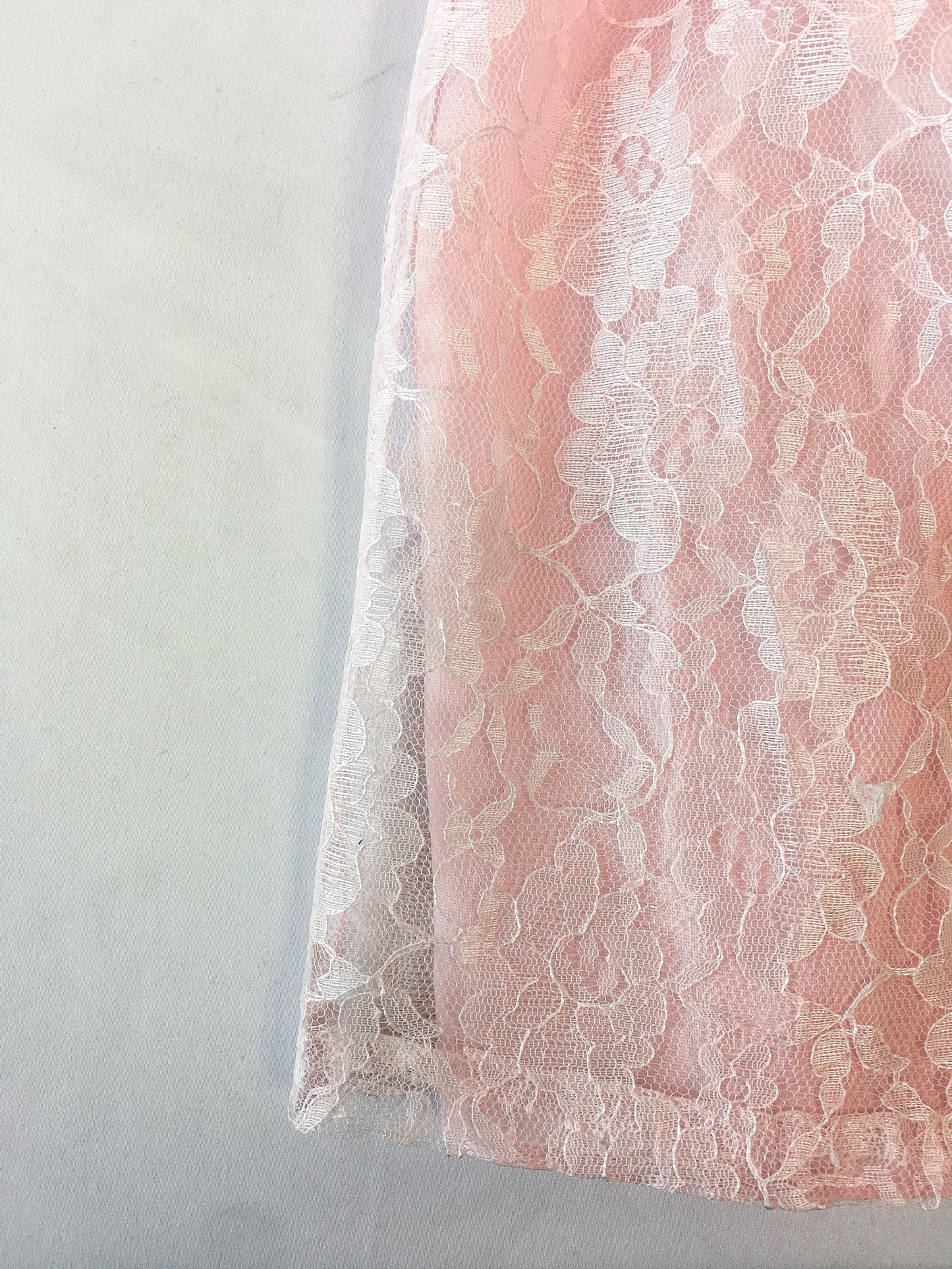 Vintage 70s Sharlyn Girls Pink Lace Short-Sleeved Dress, Vintage Sz. 10, 70s Children's Dress