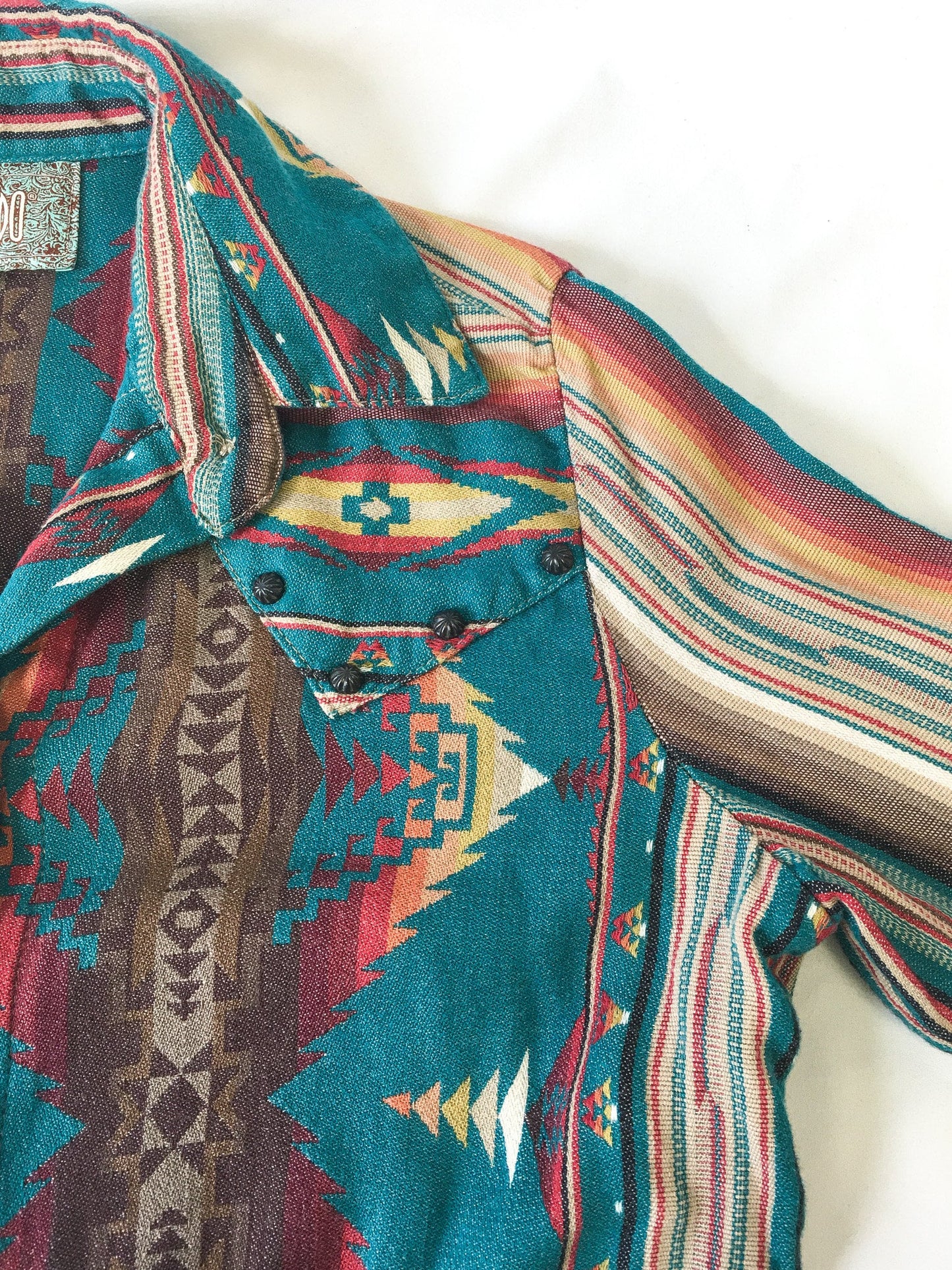 Vintage Silverado Houlihan Aztec Patterned Blouse, Women's Sz. S, Vintage Western Button Up