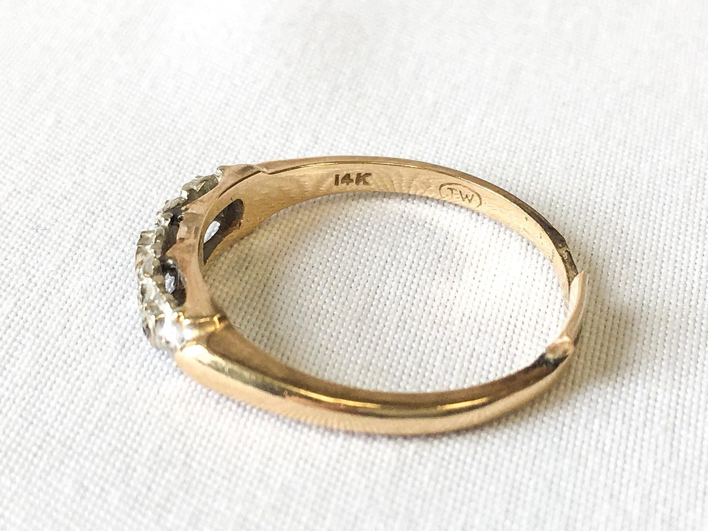 Vintage 14K Gold Tessler and Weiss Diamond Accent Wedding Band, Size 6.5