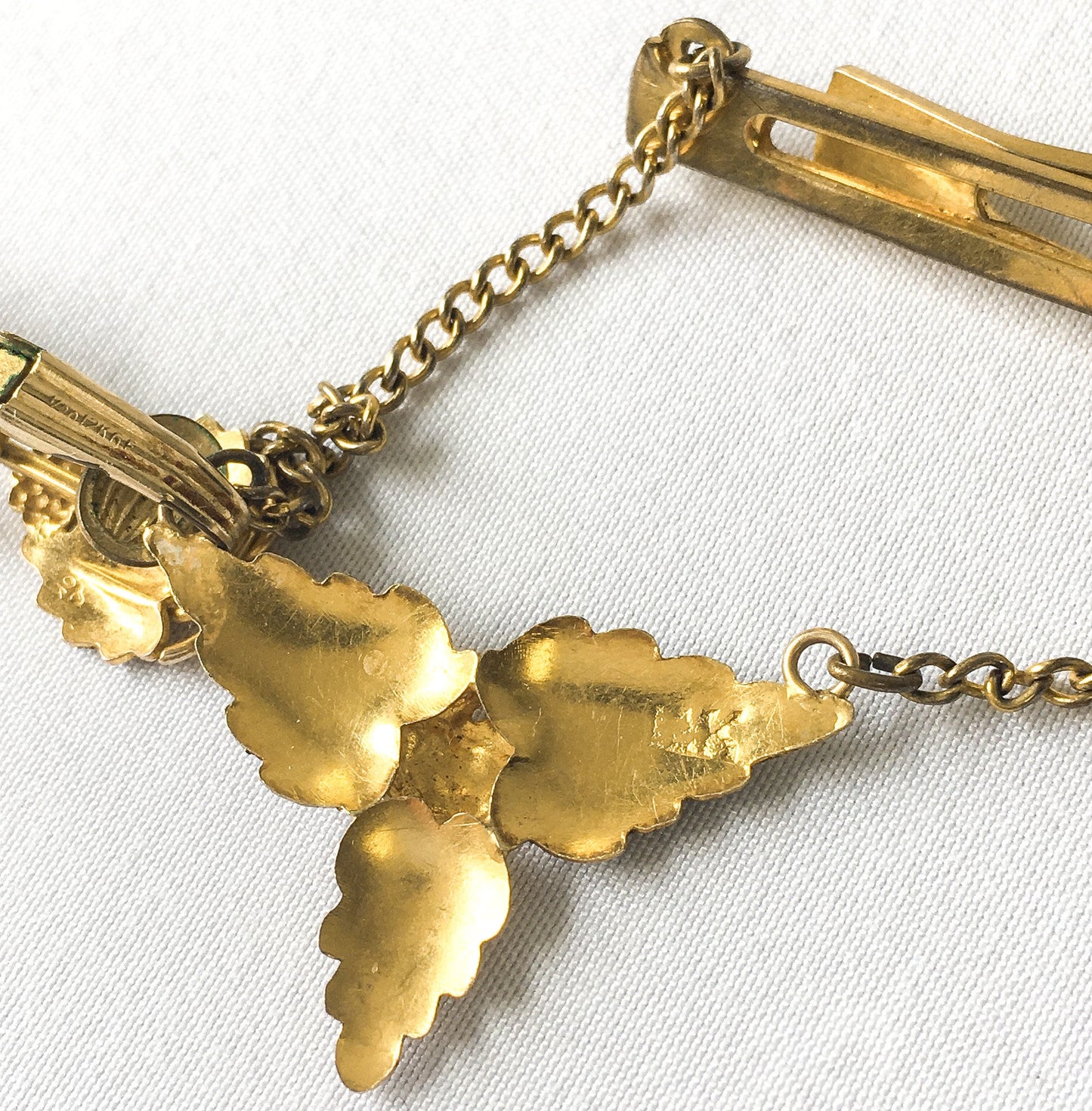 Vintage 12K Black Hills Jewelry Company Tie Bar with Moose and Three Leaves