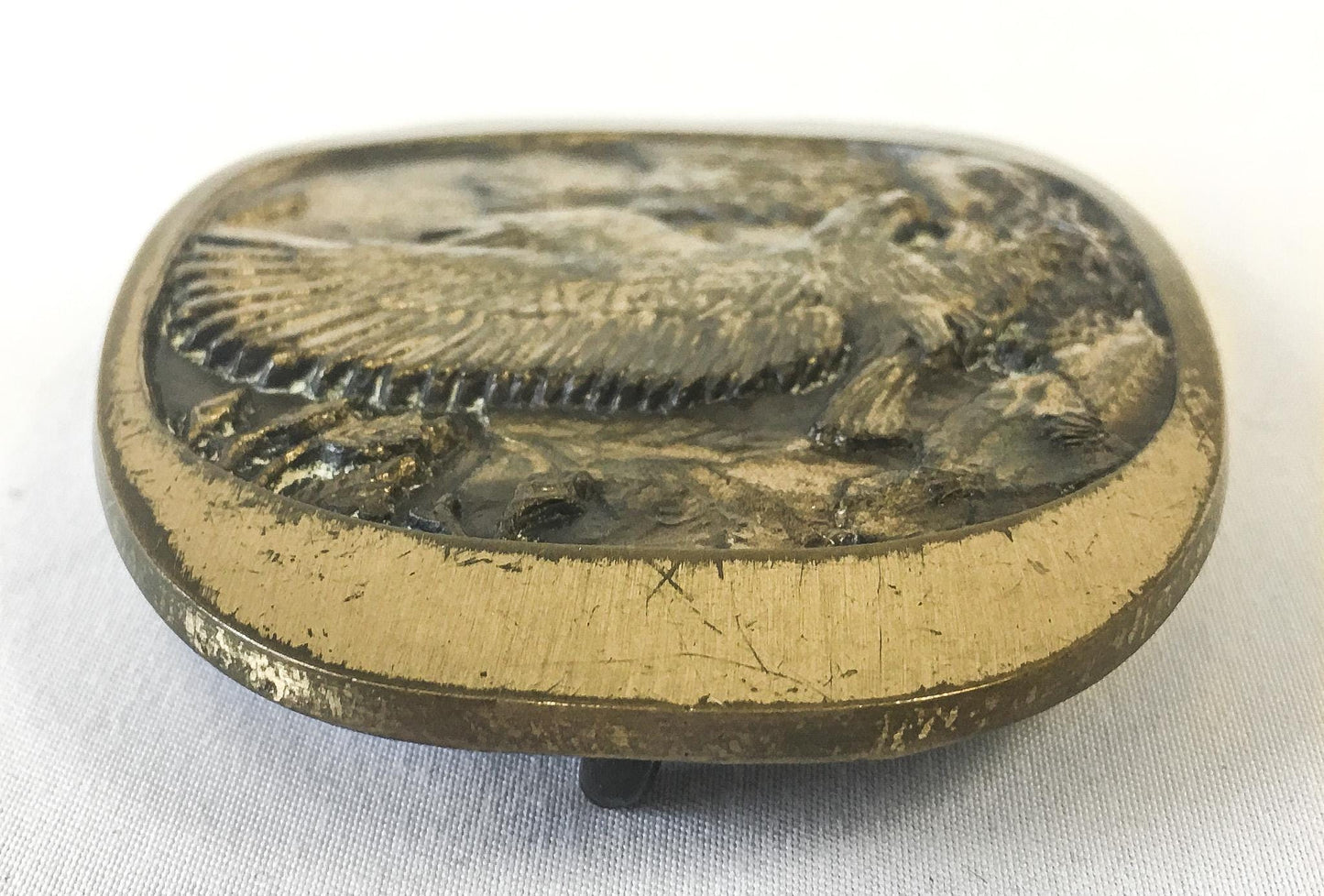 Vintage 80s High Mesa Solid Bronze Eagle Engraved Belt Buckle, Vintage Western Belt Buckle