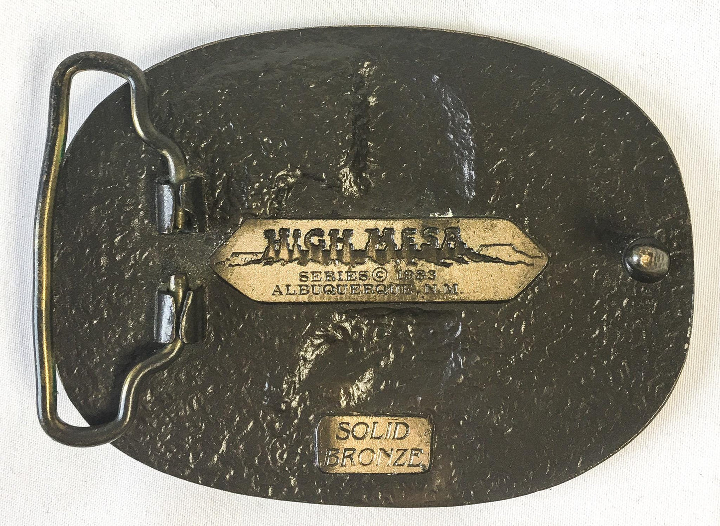 Vintage 80s High Mesa Solid Bronze Eagle Engraved Belt Buckle, Vintage Western Belt Buckle