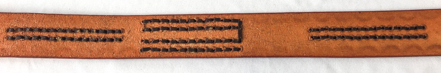 Vintage Handmade Orange Tooled Leather Woven Belt, Sz. 38, Vintage Western Belt