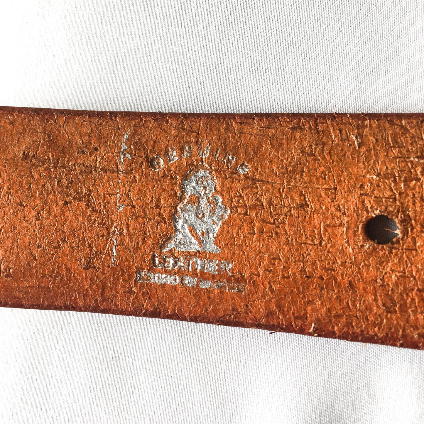 Vintage Handmade Orange Tooled Leather Woven Belt, Sz. 38, Vintage Western Belt