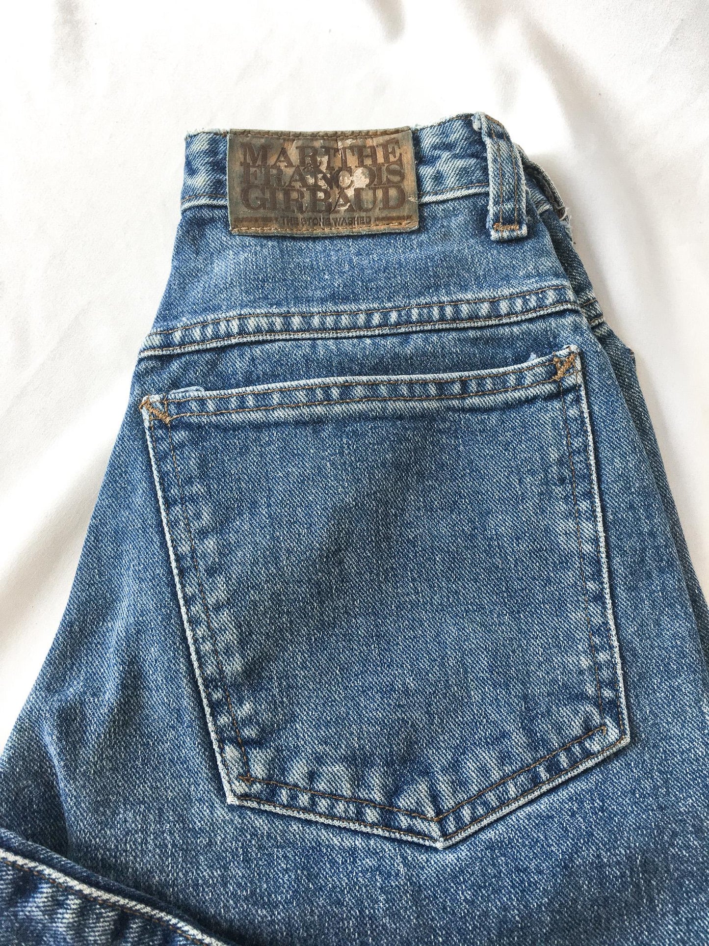 Vintage 90s Marithe Francois Girbaud Medium Wash High Waist Straight Leg Jeans, 23" Waist