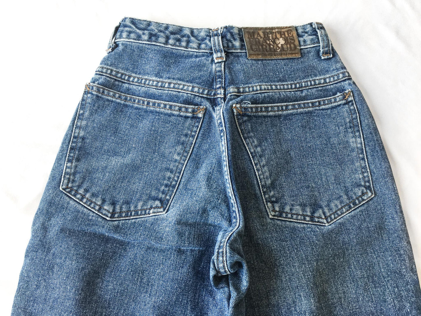 Vintage 90s Marithe Francois Girbaud Medium Wash High Waist Straight Leg Jeans, 23" Waist