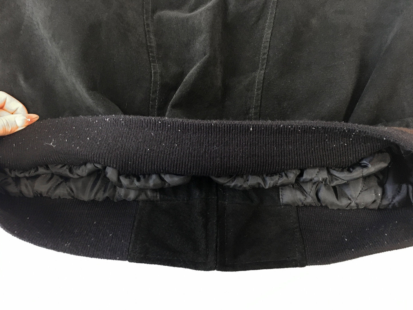 Vintage M&M's Suede Black and Brown Embroidered Logo Bomber Jacket, Sz. L, Vintage M and M's Apparel