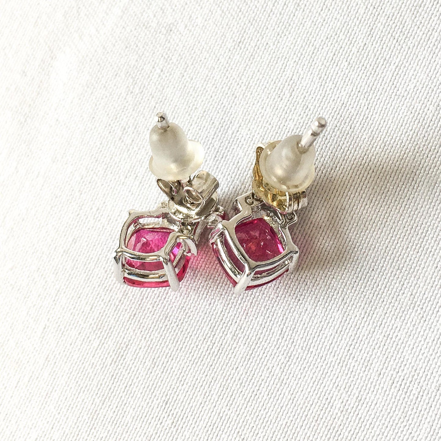 Ruby and Diamond 925 Stud Earrings