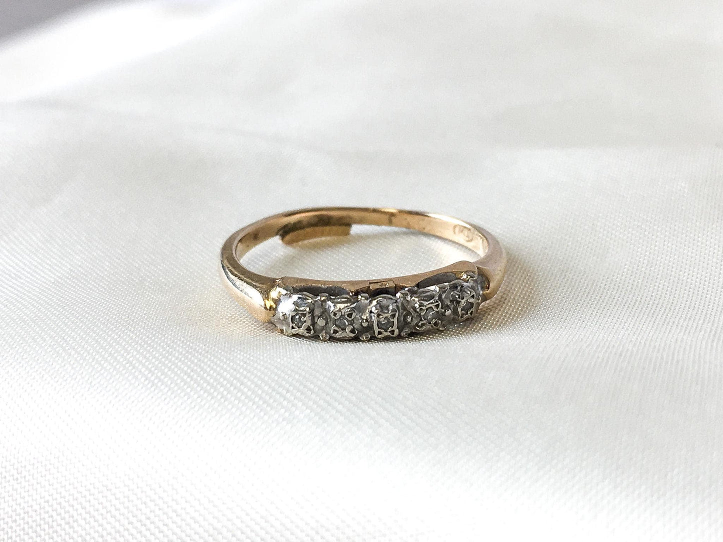 Vintage 14K Gold Tessler and Weiss Diamond Accent Wedding Band, Size 6.5