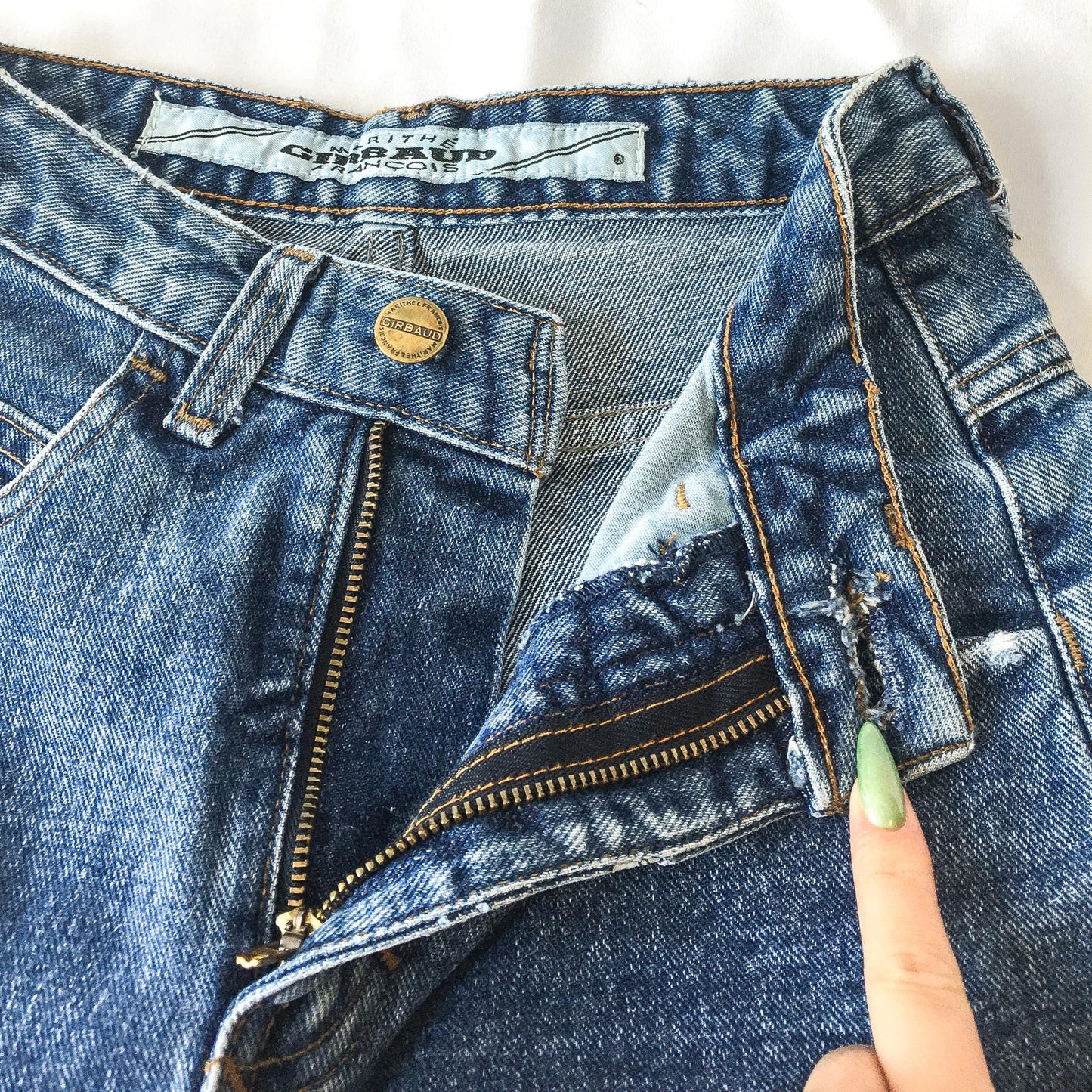Vintage 90s Marithe Francois Girbaud Medium Wash High Waist Straight Leg Jeans, 23" Waist