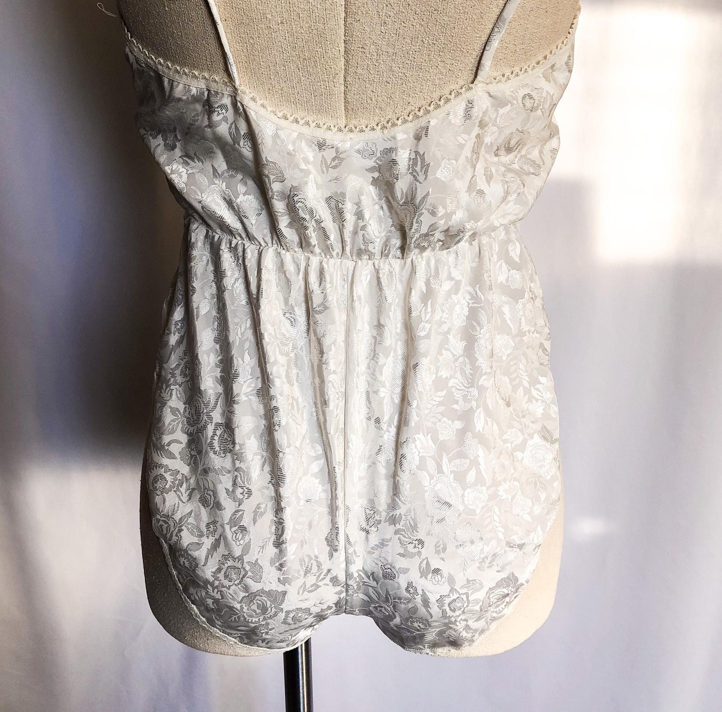 Vintage 90s 'Delicates' Lace Cream Teddy Bodysuit, Sz. S