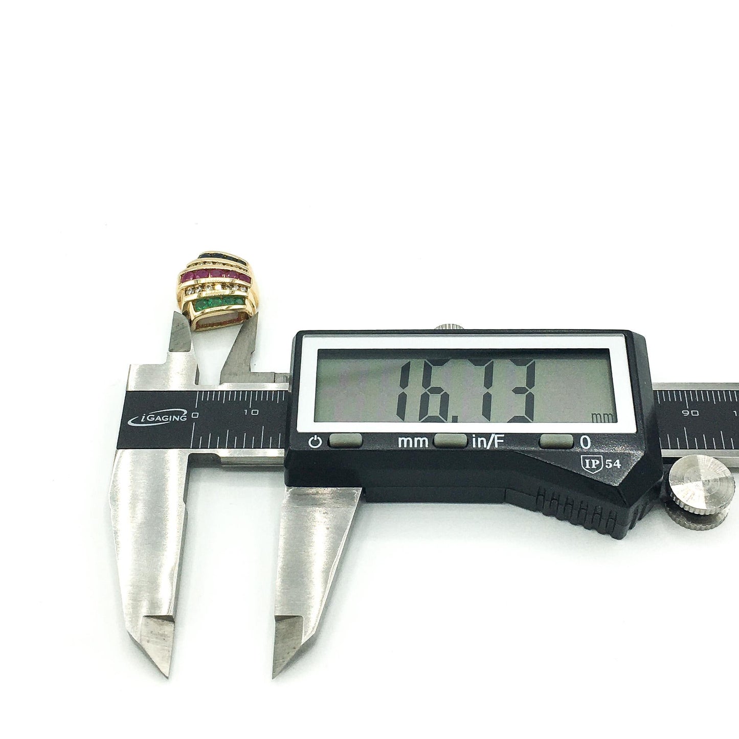 14K Gold Diamond Ruby Emerald Sapphire Clip Slide Pendant