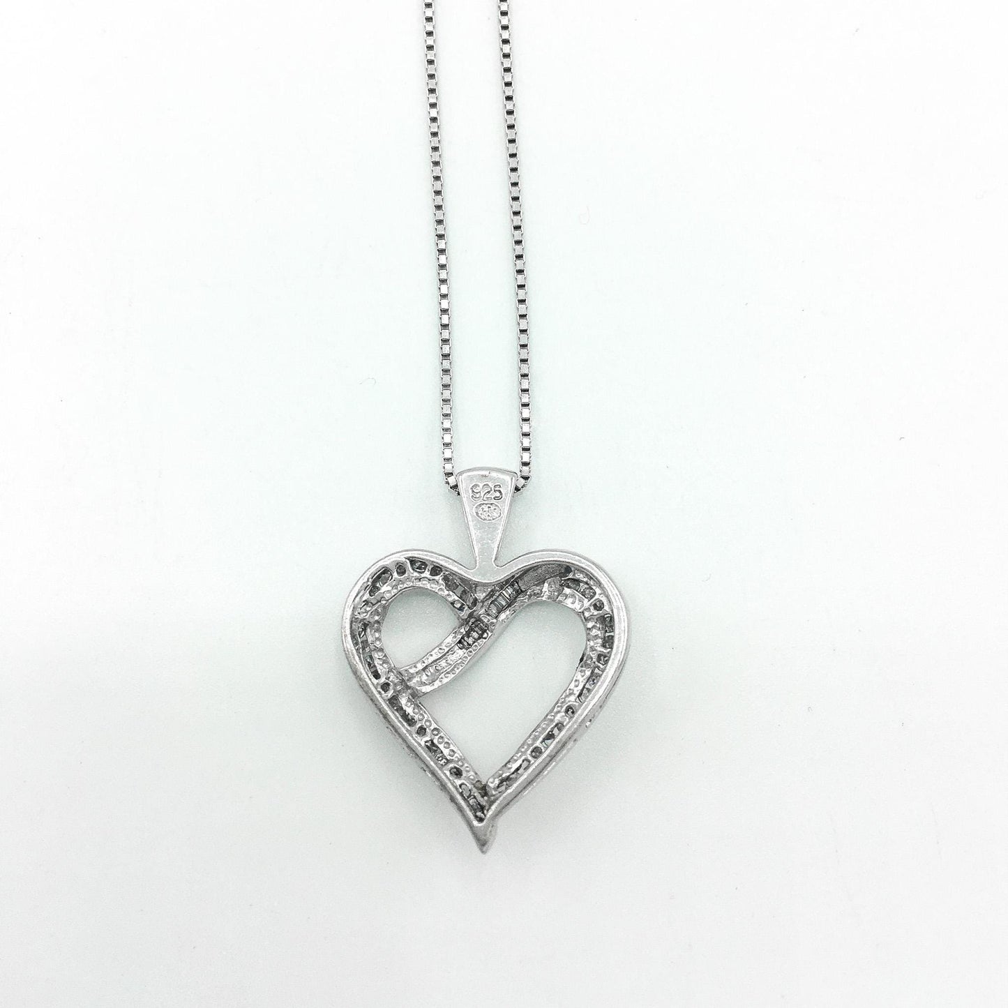 925 Genuine Diamond Heart Pendant with 925 Box Chain 18# Necklace