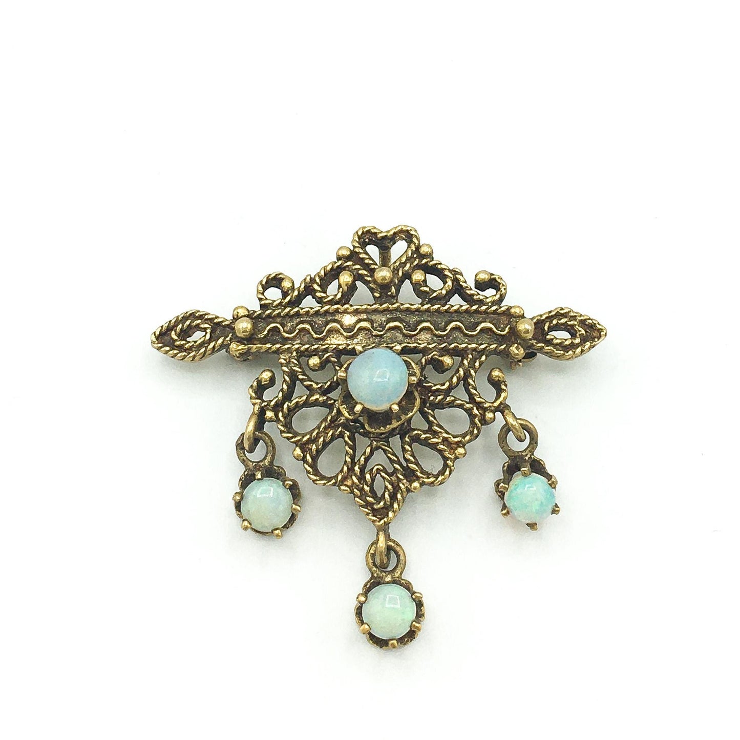 Vintage Sydney Berman Victorian Revival 14K Opal Brooch, Rare Find, Collectable