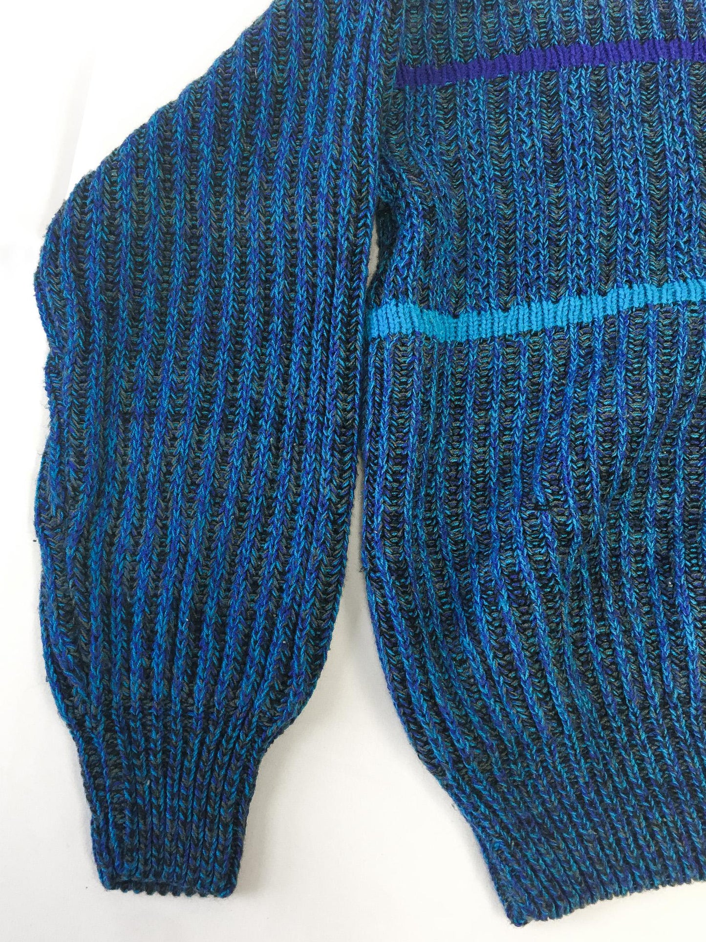 Vintage 90s Weekends in California Blue and Purple Striped Knit Sweater, Men's Sz. L, Vintage Grandpa Sweater