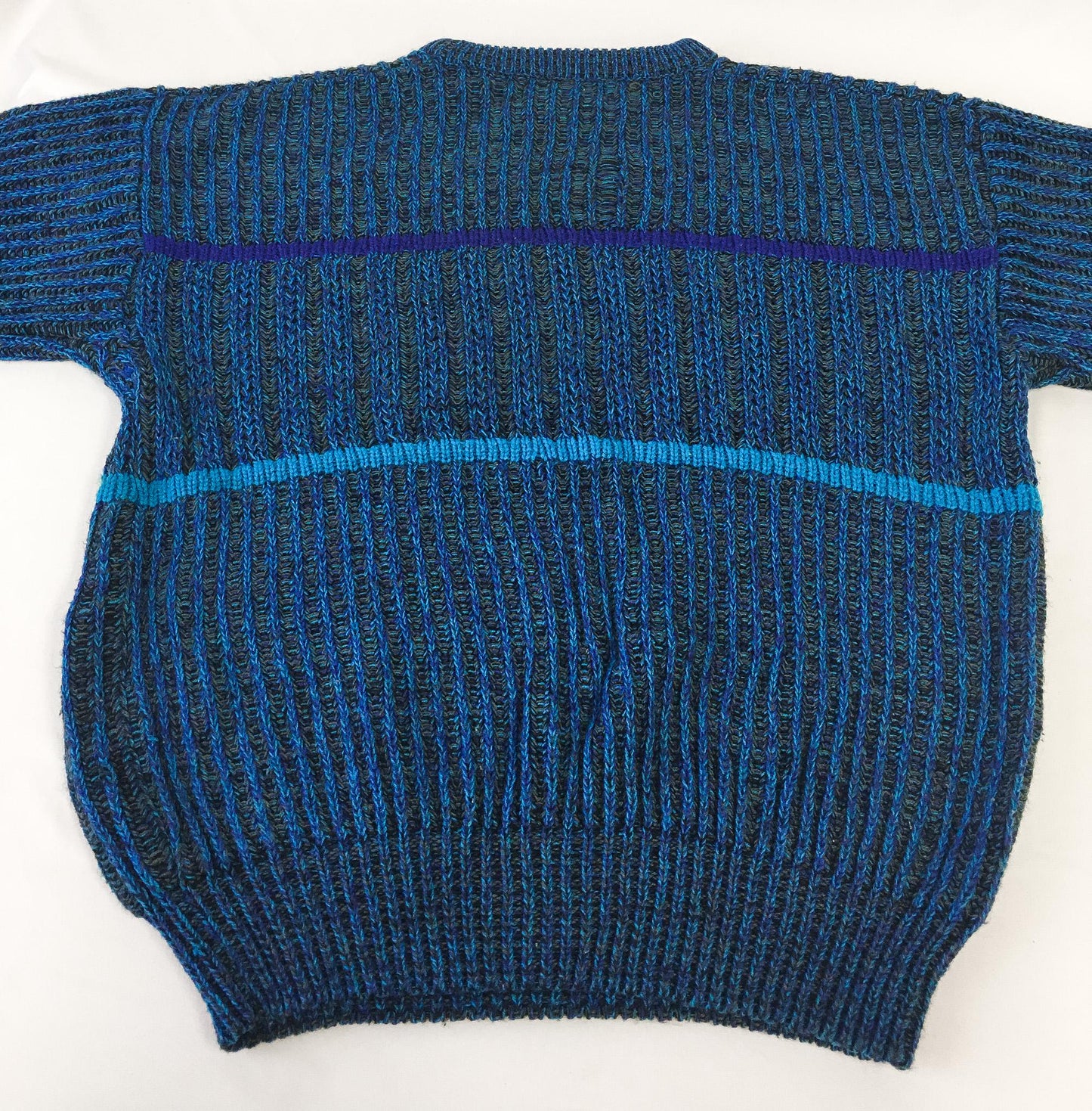 Vintage 90s Weekends in California Blue and Purple Striped Knit Sweater, Men's Sz. L, Vintage Grandpa Sweater