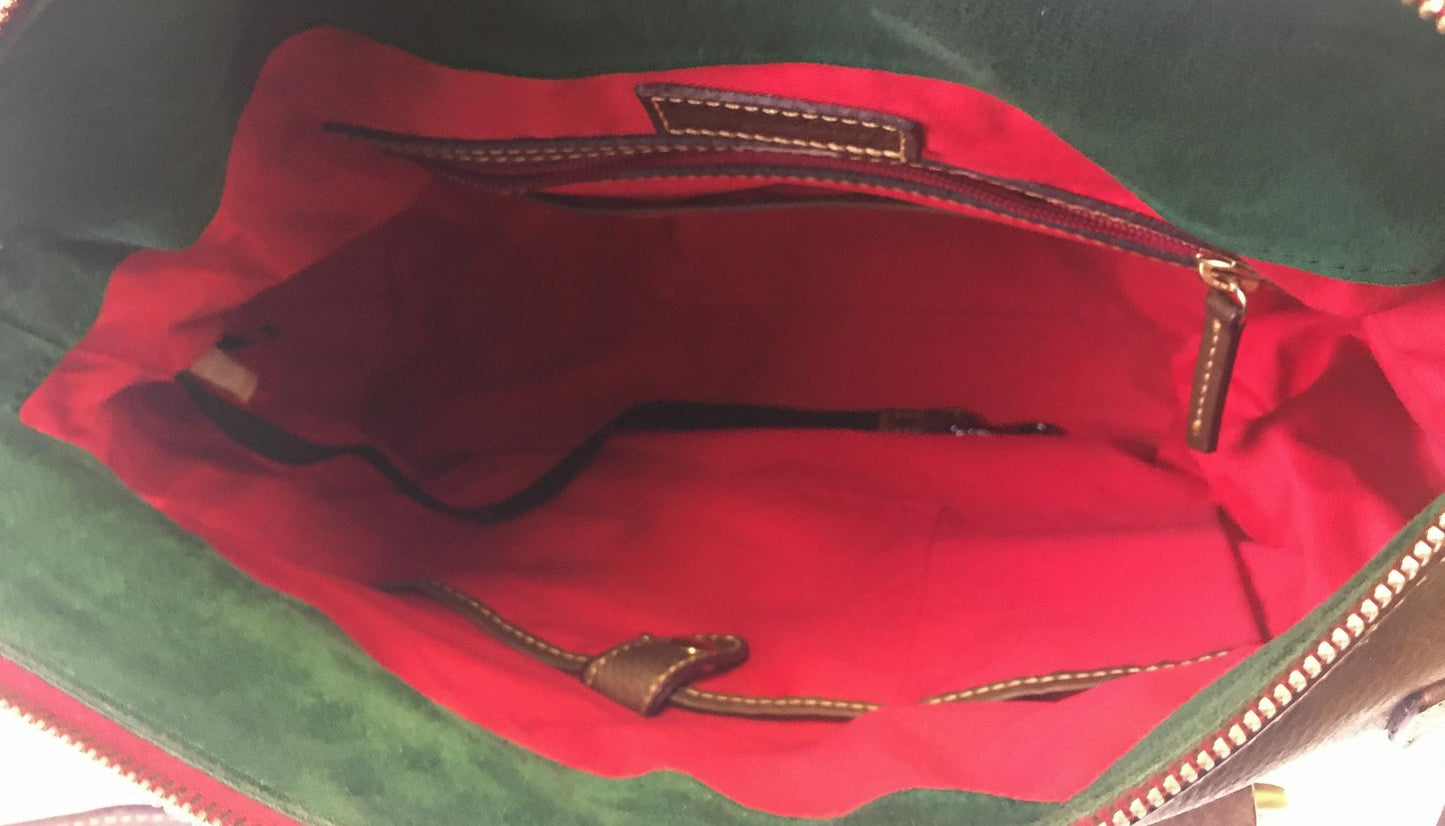Vintage Dooney and Bourke Brown Florentine Buckle Large Leather Satchel, Vintage Dooney Handbag