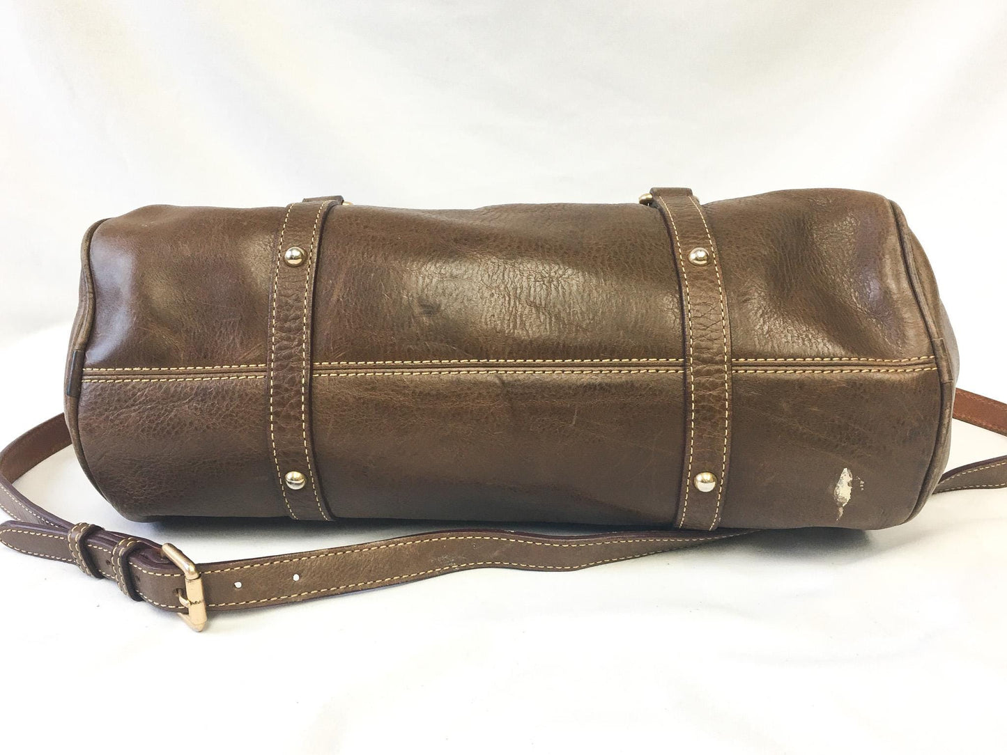 Vintage Dooney and Bourke Brown Florentine Buckle Large Leather Satchel, Vintage Dooney Handbag