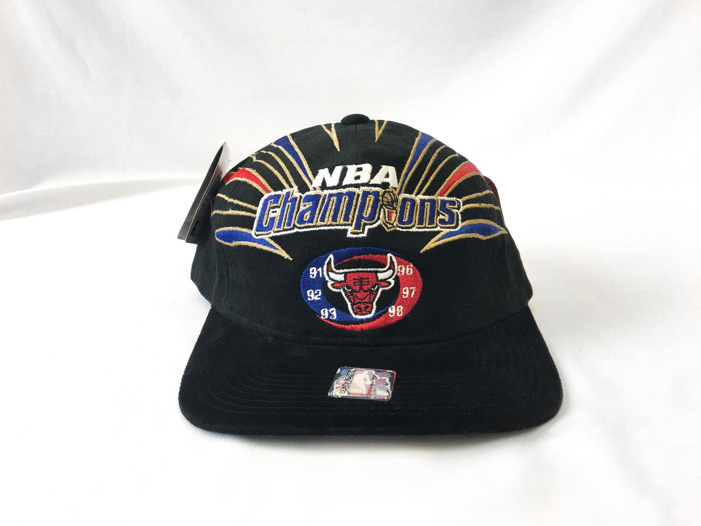 Vintage NWT 1998 Chicago Bulls Champions Black Corduroy Flatbrim Baseball Cap, Vintage 90s NBA Apparel