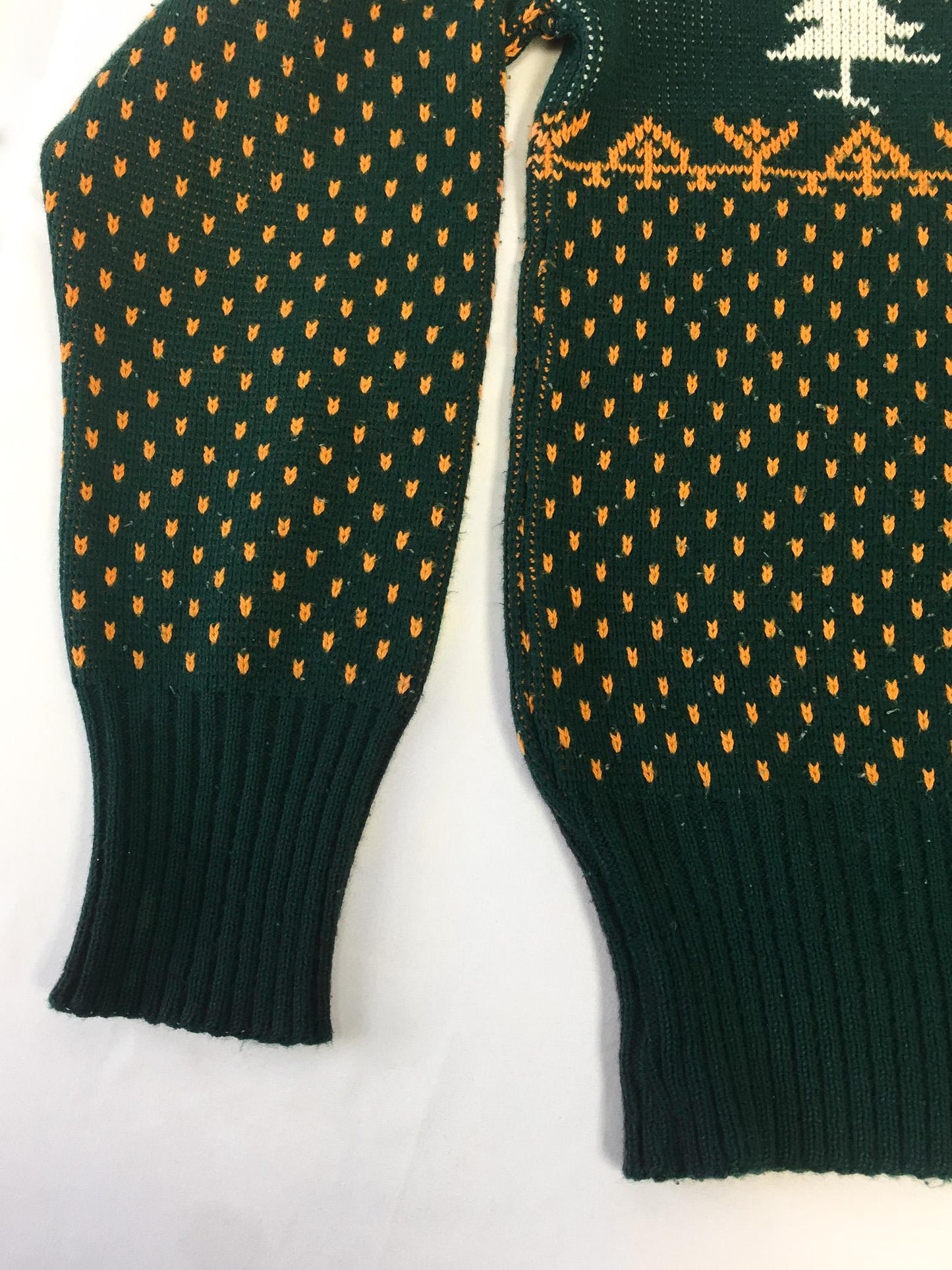 Vintage 60s Jersild Green and Gold Reindeer Fair Isle Sweater, Sz. L, Vintage Christmas Holiday Sweater