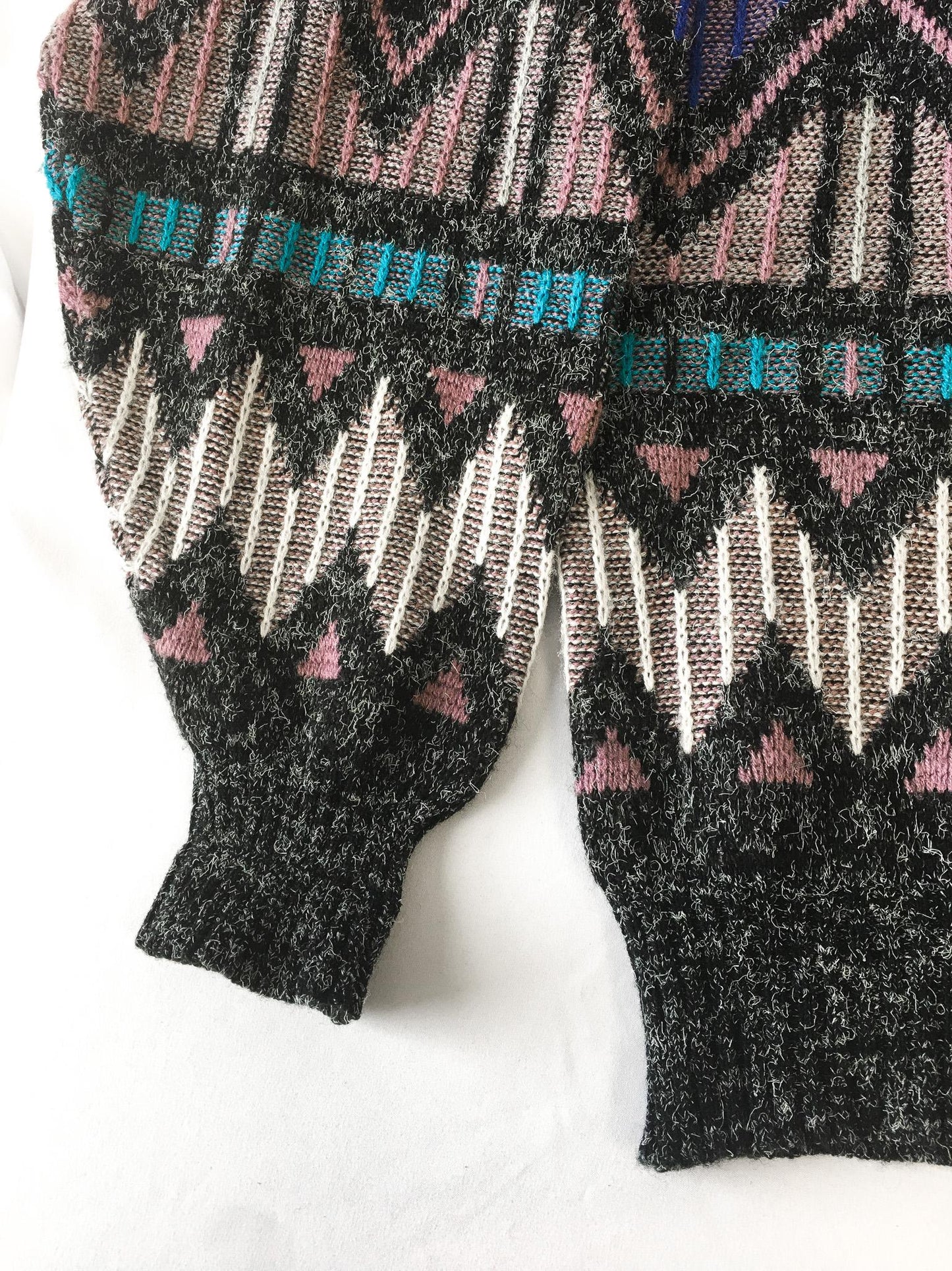 Vintage 90s Santana Gray Multicolor Abstract Print Button Cardigan, Sz. M, Vintage Grandpa Sweater