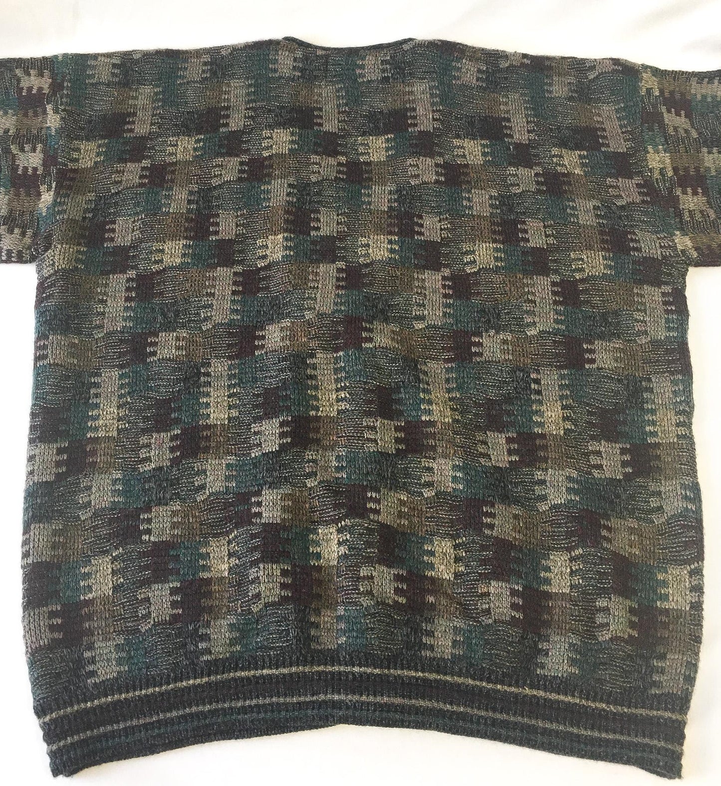 Vintage 90s Lavane Neutral Multicolor Abstract Patterned Cardigan Sweater, Sz. XL, Vintage Grandpa Sweater