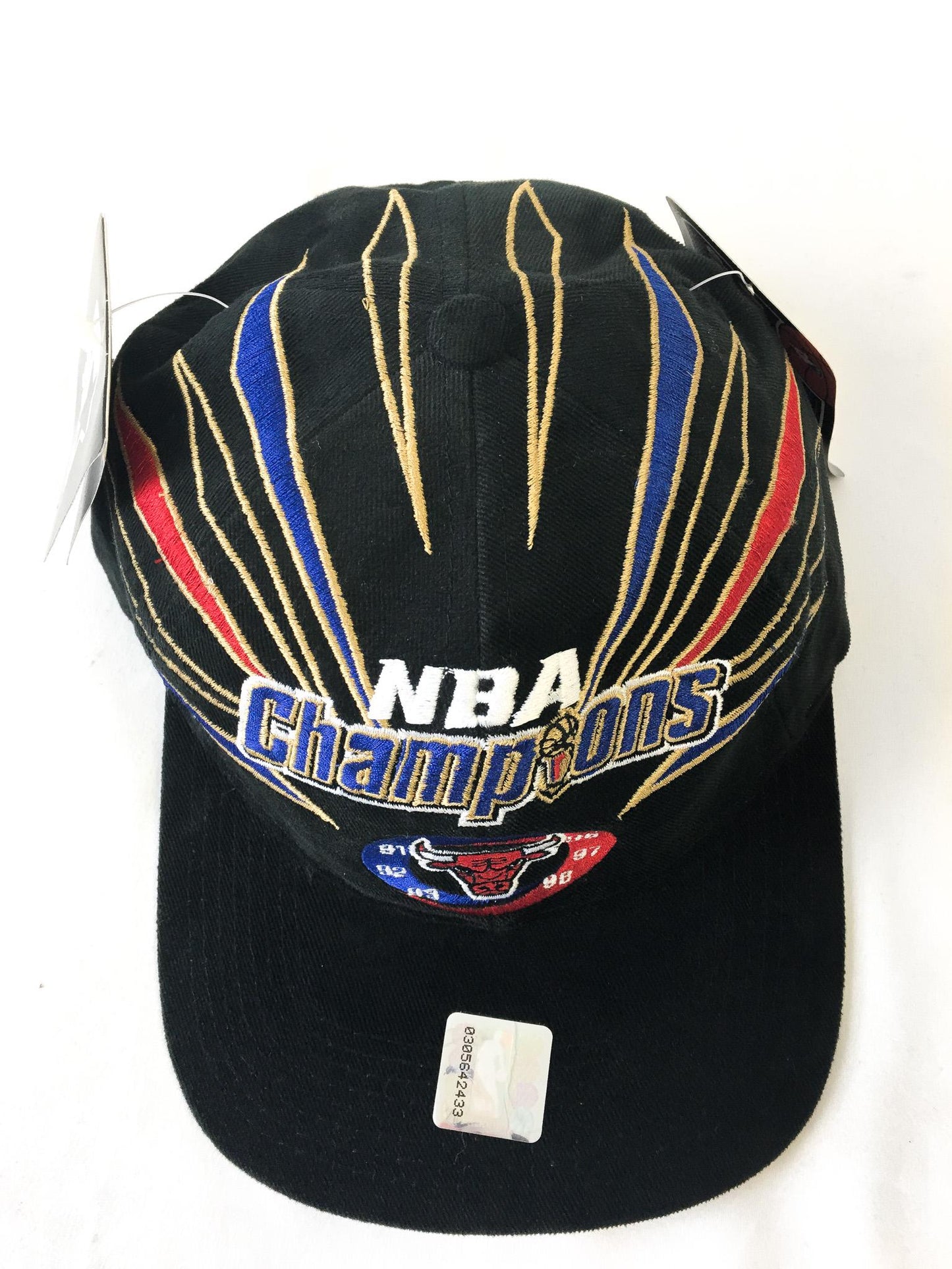 Vintage NWT 1998 Chicago Bulls Champions Black Corduroy Flatbrim Baseball Cap, Vintage 90s NBA Apparel