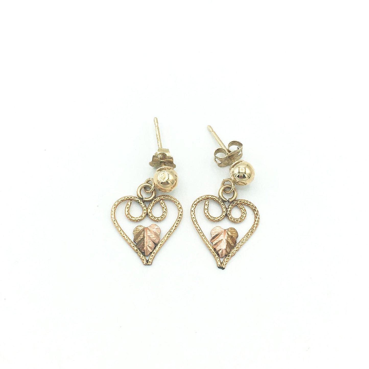 Black Hills Gold 10K Gold Heart Dangle Earrings