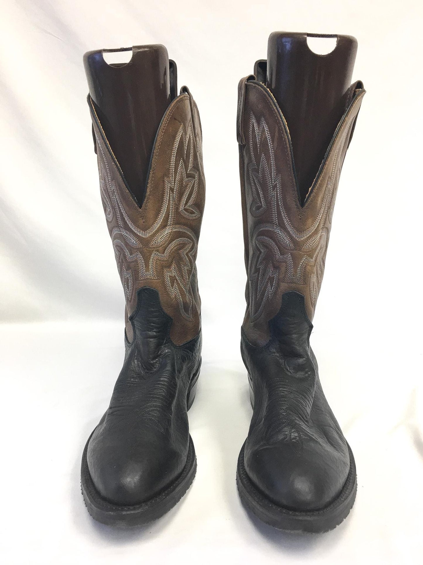 Vintage Tony Lama Fernando Brown and Black Cowboy Boots, Style #0323, Men's Sz. 10EE, Vintage Western Boots