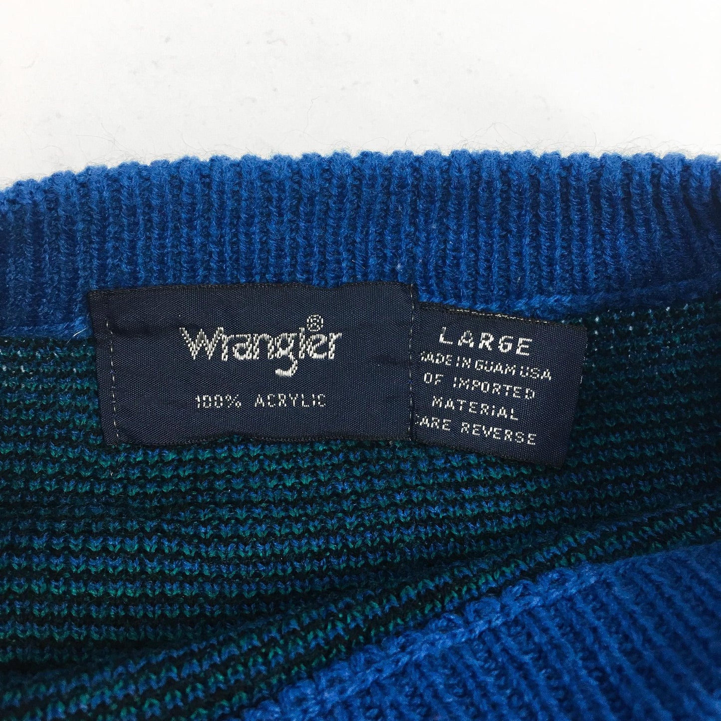 Vintage Wrangler Blue Abstract Geometric Print Sweater, Men's Sz. L, Vintage Grandpa Sweater