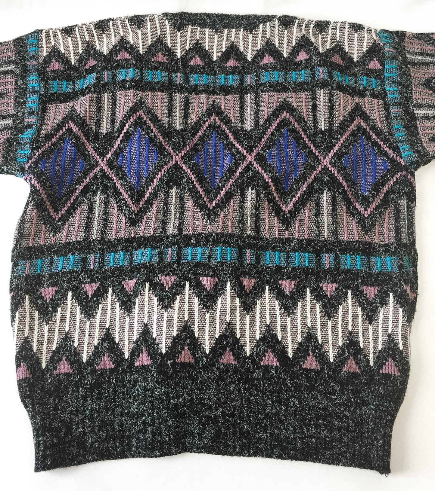 Vintage 90s Santana Gray Multicolor Abstract Print Button Cardigan, Sz. M, Vintage Grandpa Sweater