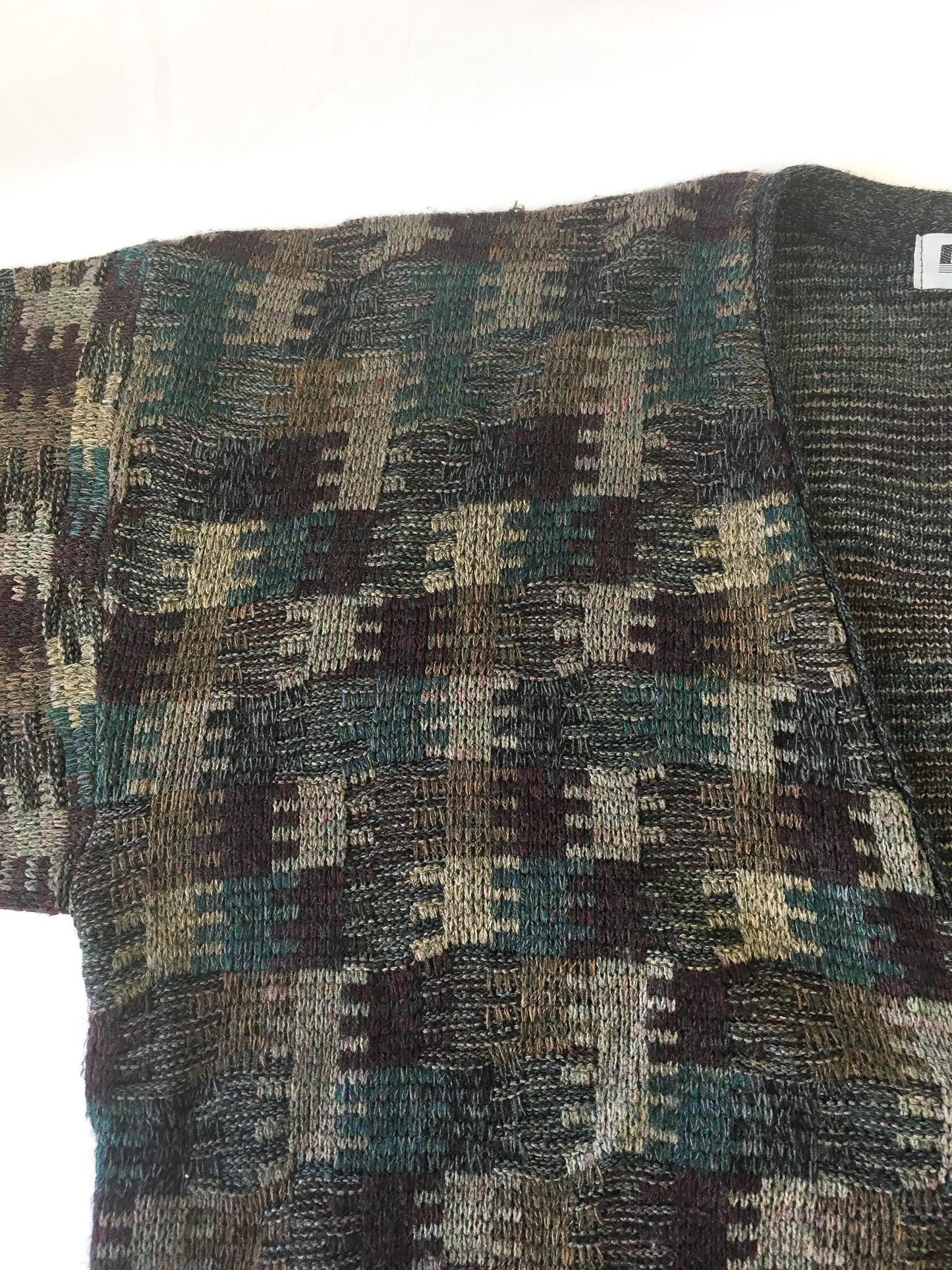 Vintage 90s Lavane Neutral Multicolor Abstract Patterned Cardigan Sweater, Sz. XL, Vintage Grandpa Sweater
