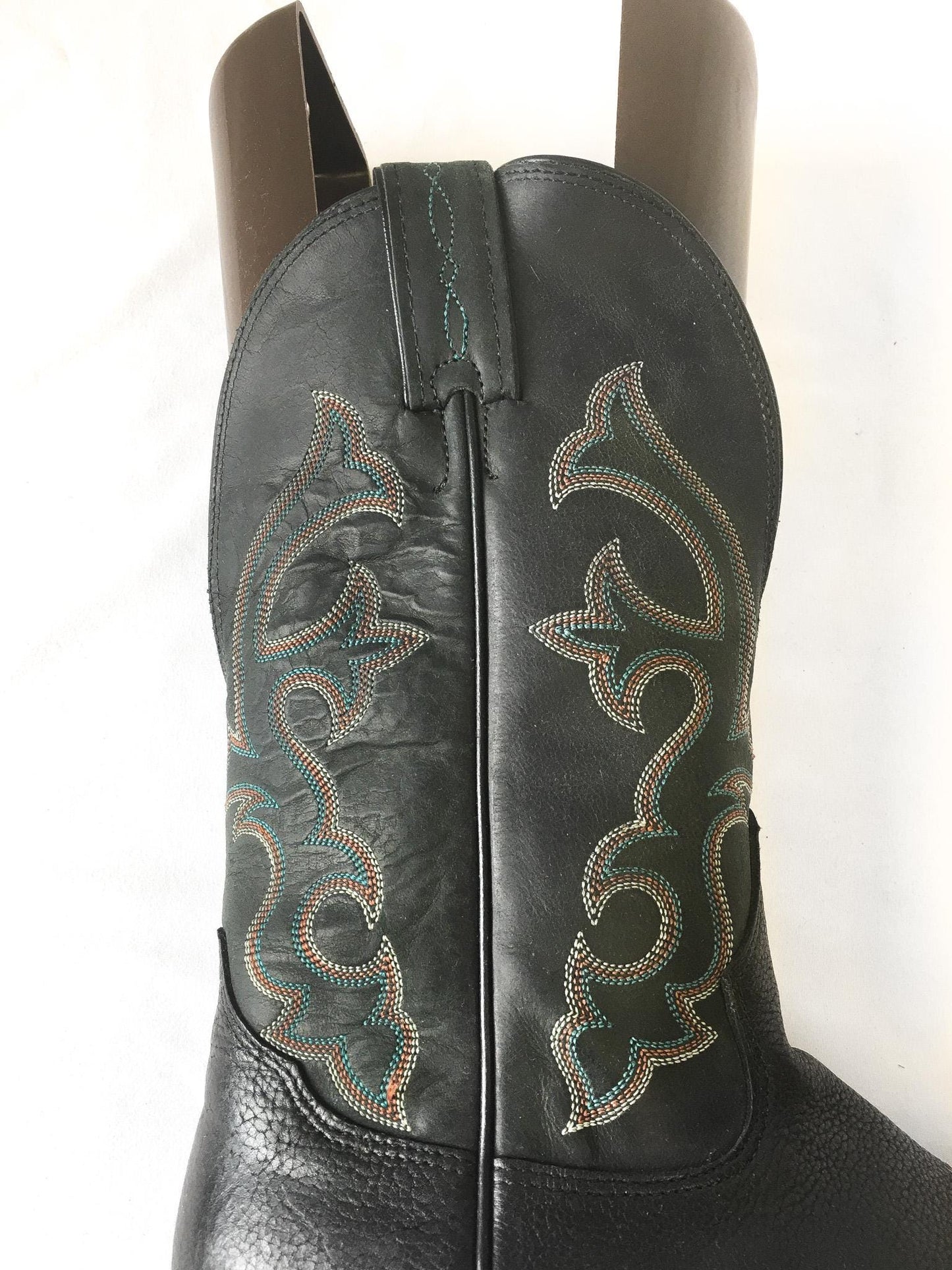 Vintage Tony Lama Leather Black and Gray Style #7939 Cowboy Boots, Men's Sz. 8.5D, Vintage Western Boots