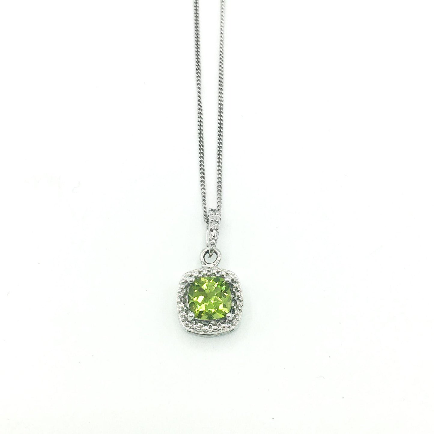 925 India Peridot and Topaz Pendant on 18" 925 Chain, Simple Everyday Birthstone Necklace