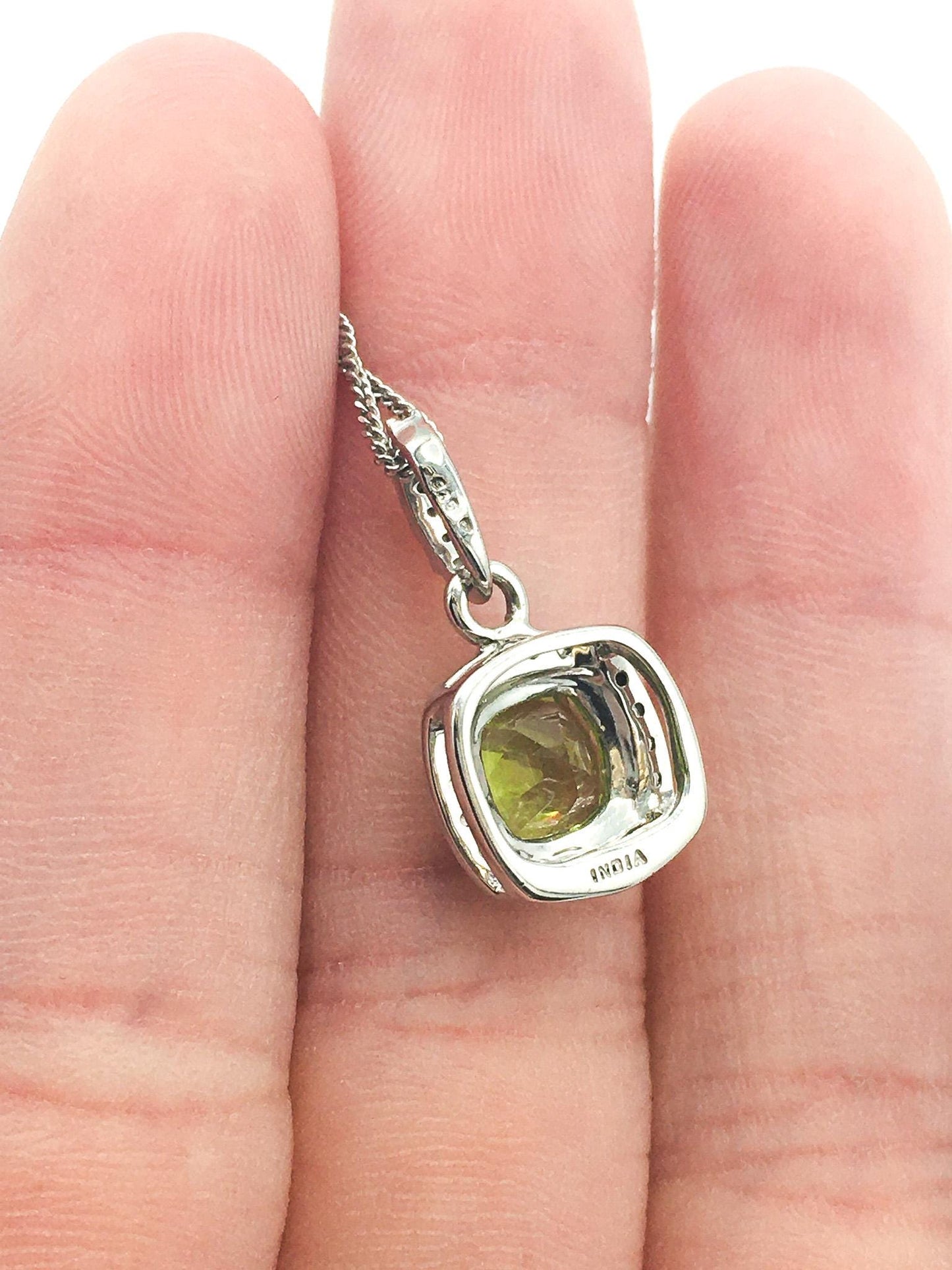 925 India Peridot and Topaz Pendant on 18" 925 Chain, Simple Everyday Birthstone Necklace