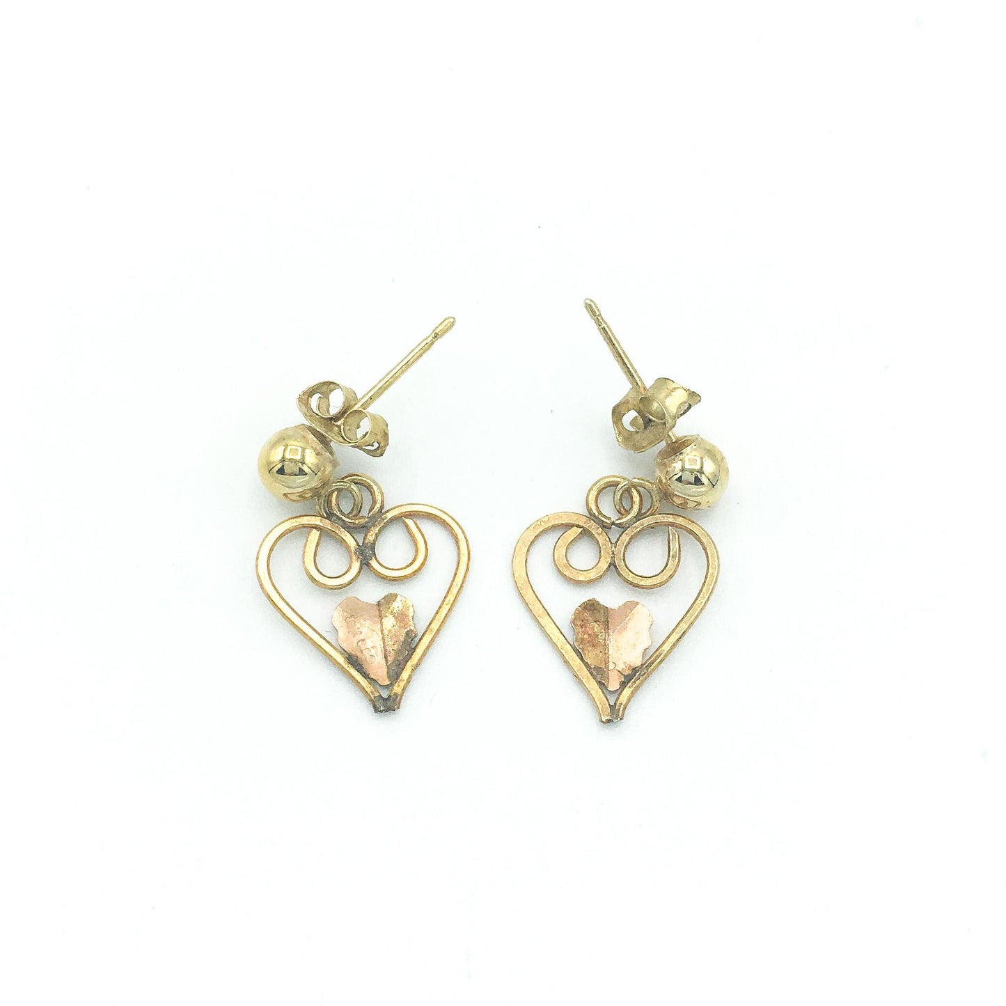 Black Hills Gold 10K Gold Heart Dangle Earrings