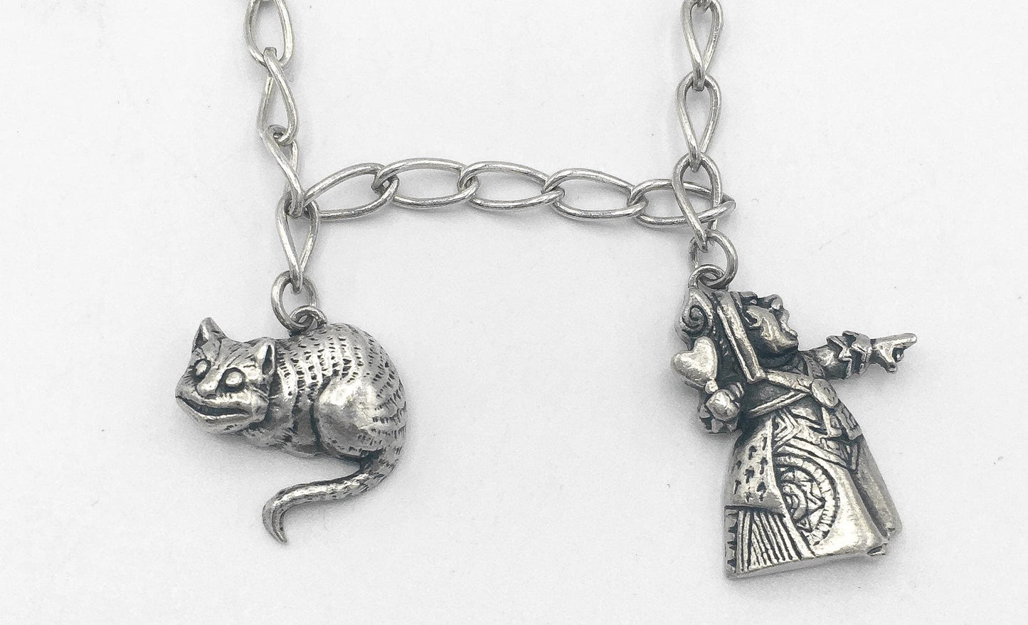 Vintage 1991 Alice in Wonderland Sterling Silver Character Charm Bracelet, 6", Vintage Disney Jewelry