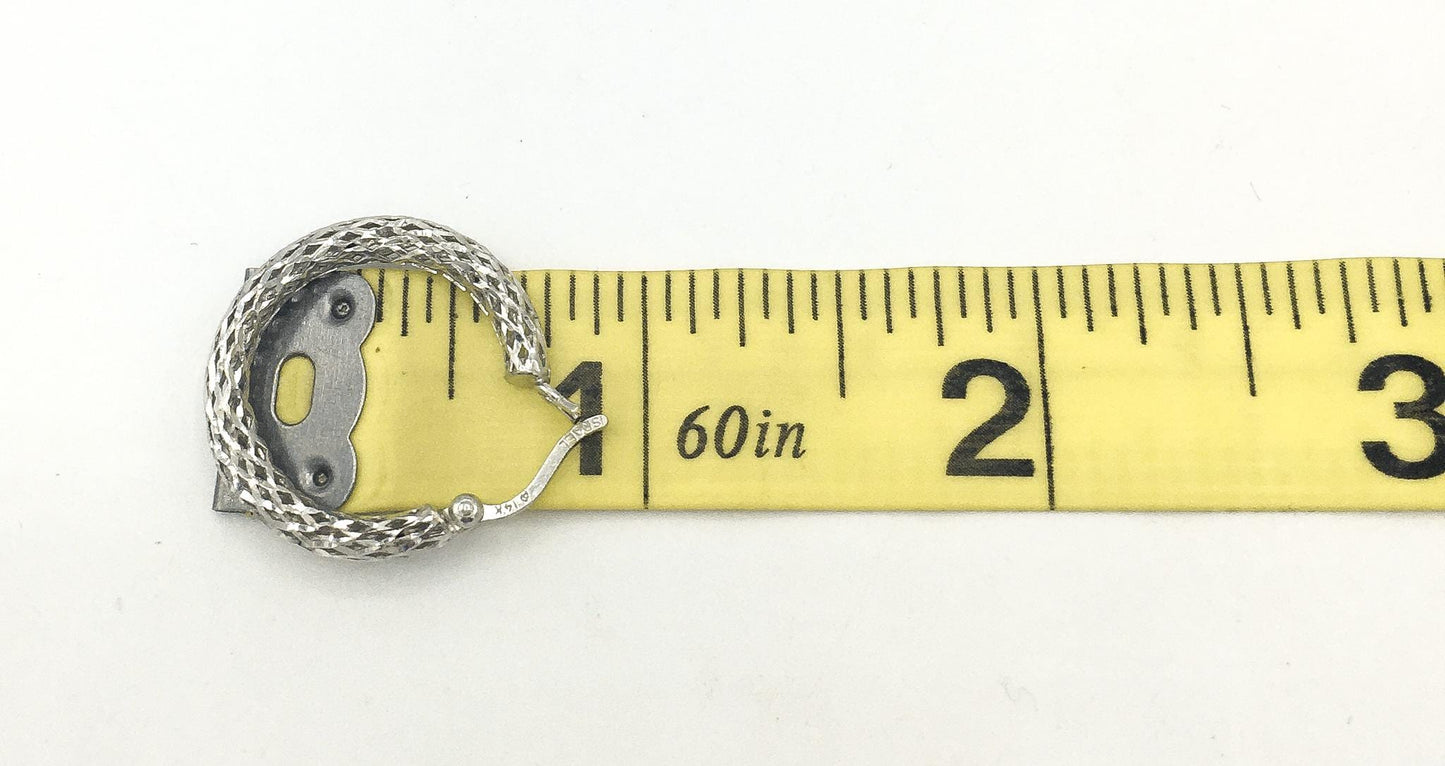 SINGLE 14K White Gold Filigree Braided Hoop Earring, One Earring Only