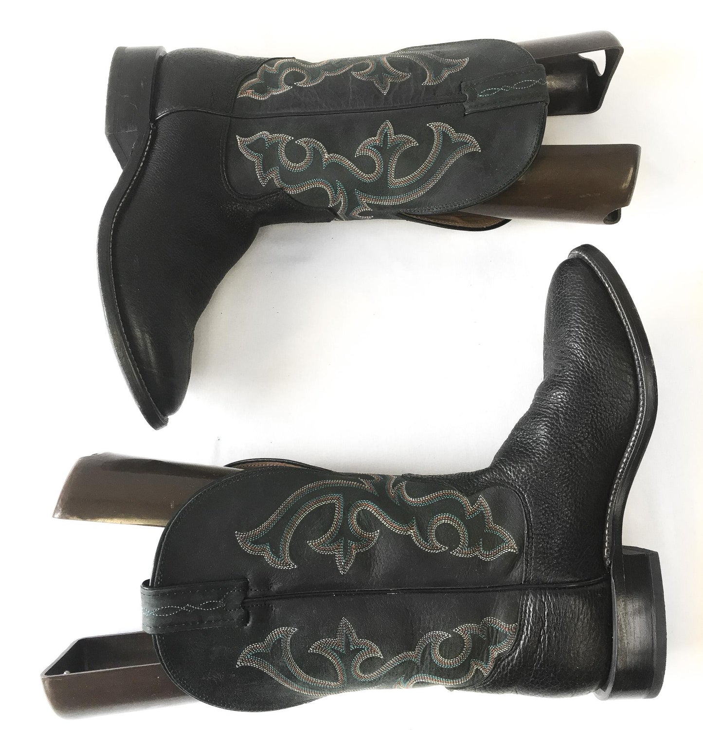 Vintage Tony Lama Leather Black and Gray Style #7939 Cowboy Boots, Men's Sz. 8.5D, Vintage Western Boots