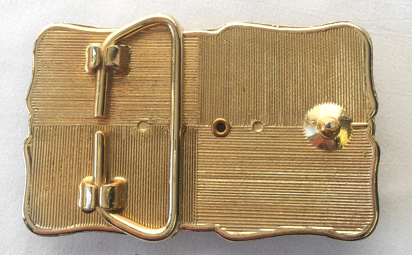Vintage Gold Toned Abstract Etched Faux Stone Belt Buckle, Vintage Western Accessories