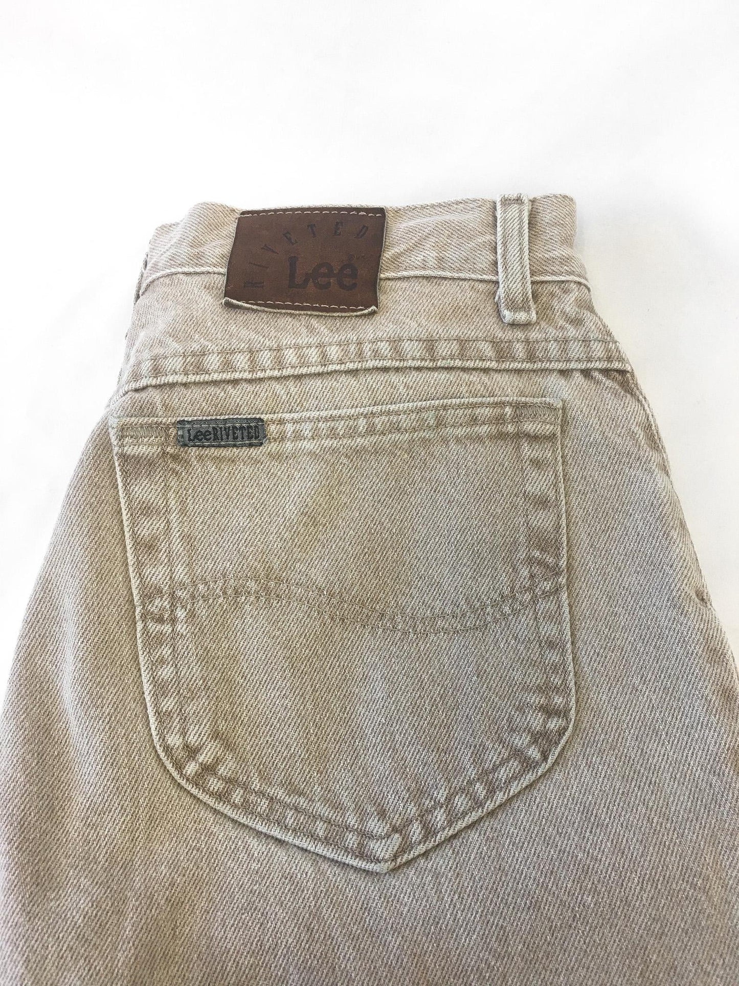 Vintage LEE Riveted Beige Tapered Jeans, 28" x 27"