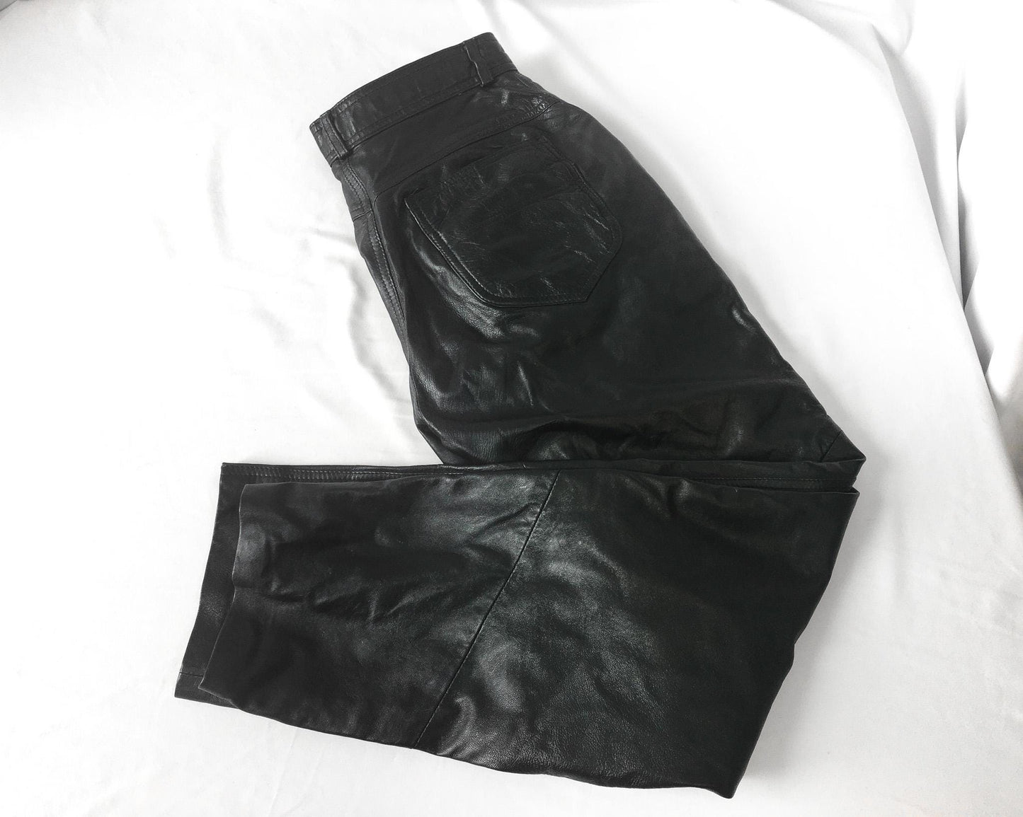 Vintage Wilson's Leather Black Leather Straight Leg Pants, Women's Sz. 27" x 28", Casual Leather Biker Motorcycle Pants