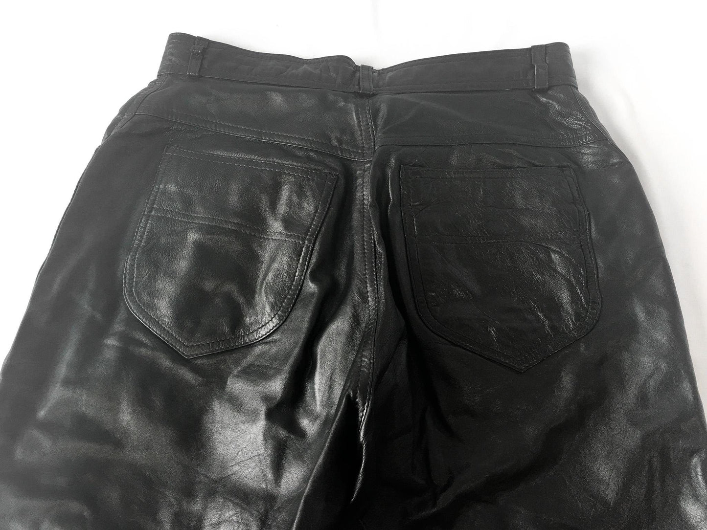 Vintage Wilson's Leather Black Leather Straight Leg Pants, Women's Sz. 27" x 28", Casual Leather Biker Motorcycle Pants