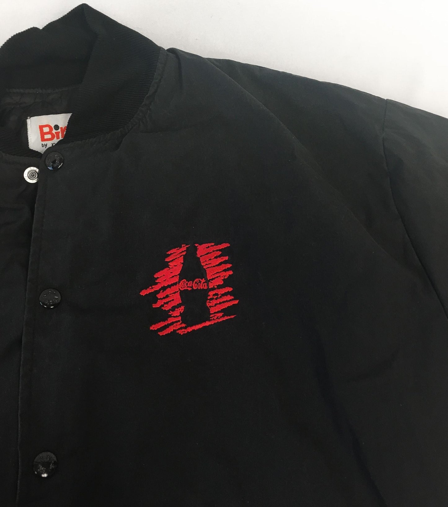 Vintage 90s Cocoa Cola Black Embroidered Bomber Jacket, Men's Sz. L, Vintage Cocoa Cola Apparel