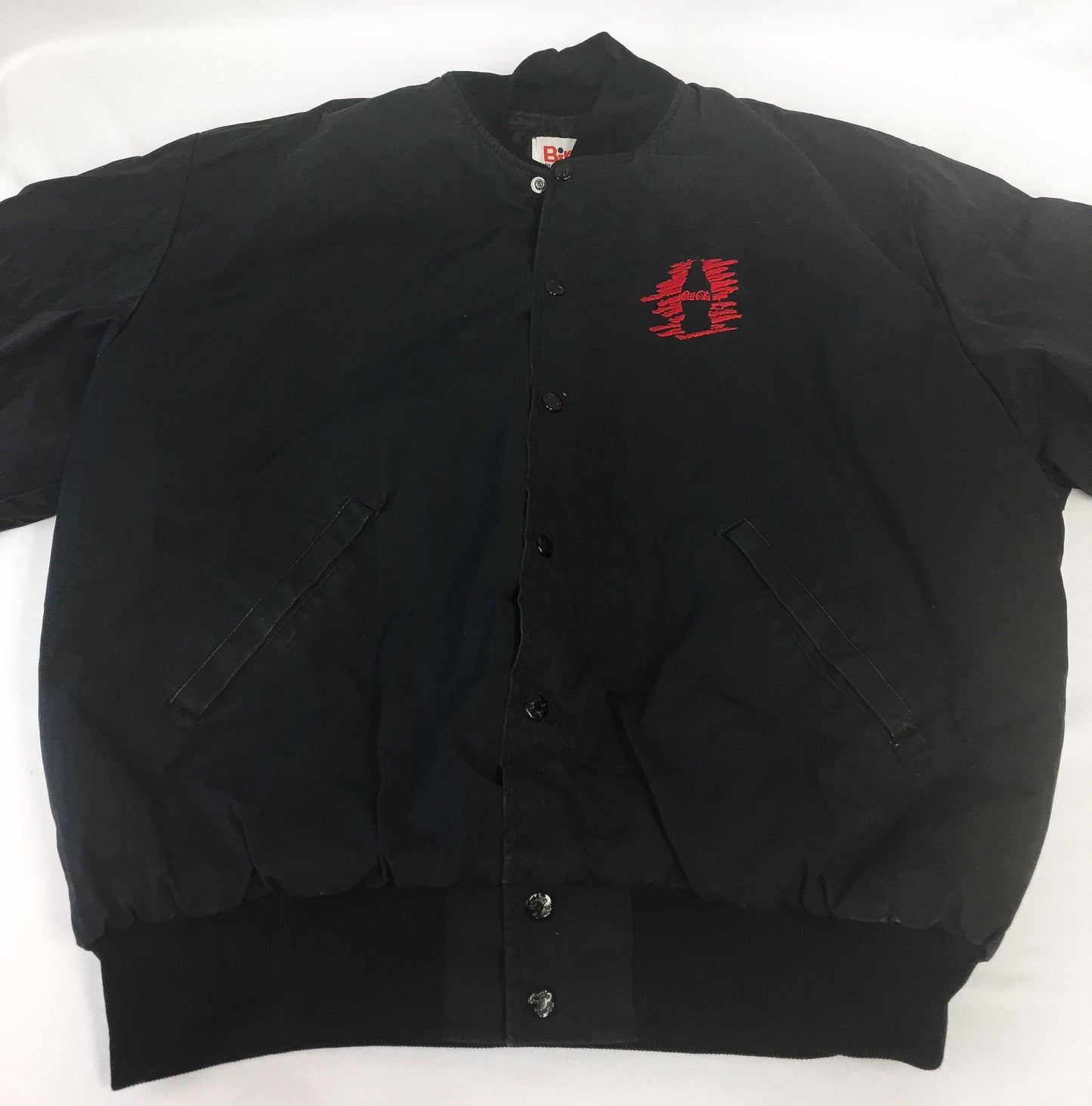 Vintage 90s Cocoa Cola Black Embroidered Bomber Jacket, Men's Sz. L, Vintage Cocoa Cola Apparel