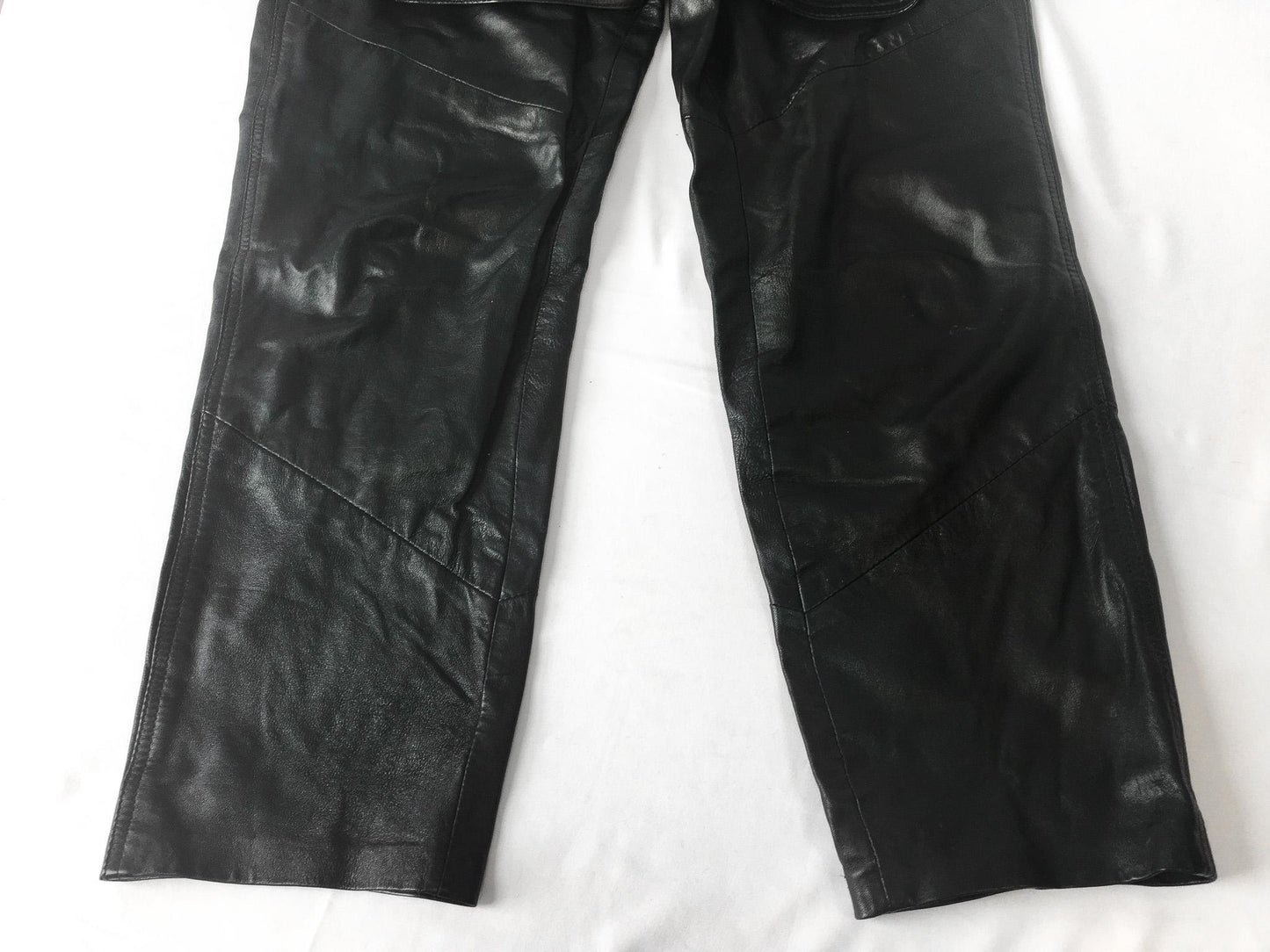 Vintage Wilson's Leather Black Leather Straight Leg Pants, Women's Sz. 27" x 28", Casual Leather Biker Motorcycle Pants