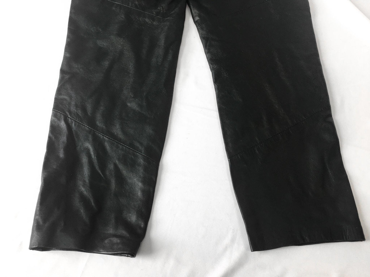 Vintage Wilson's Leather Black Leather Straight Leg Pants, Women's Sz. 27" x 28", Casual Leather Biker Motorcycle Pants