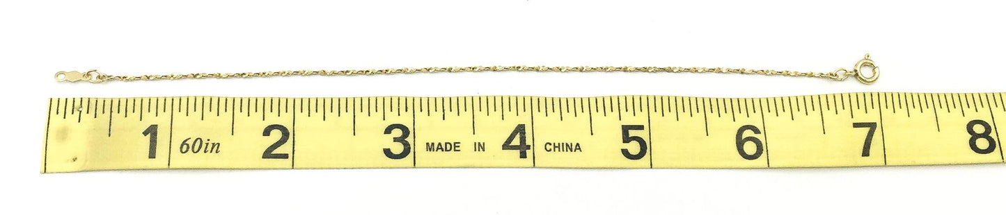 14K Gold Filled Diamond Cut Chain Bracelet, 1mm, 7", 0.8g, Simple Everyday Bracelet
